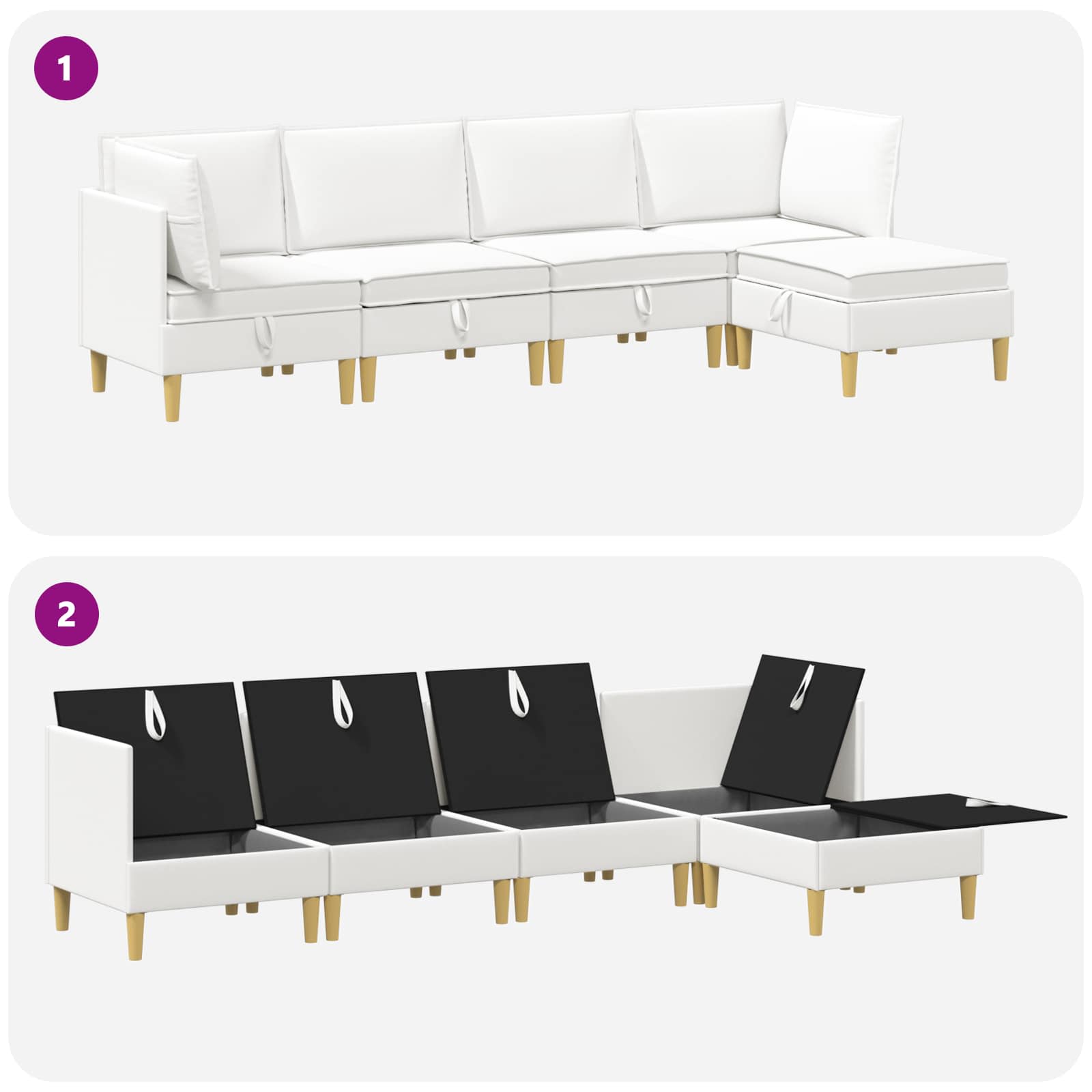 Set namještaja za dnevni boravak 5 pcs Bijela Tkanina