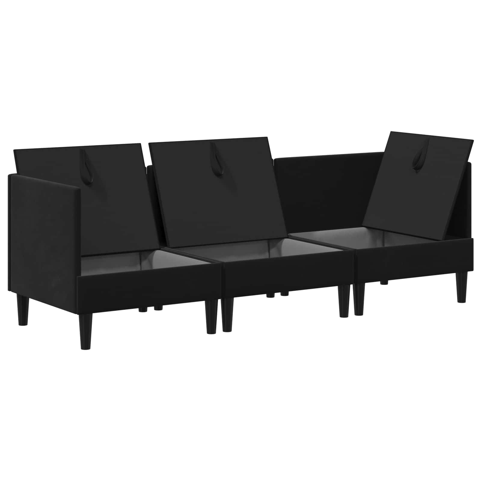 Set namještaja za dnevni boravak s jastukom 3 pcs Crna Baršun