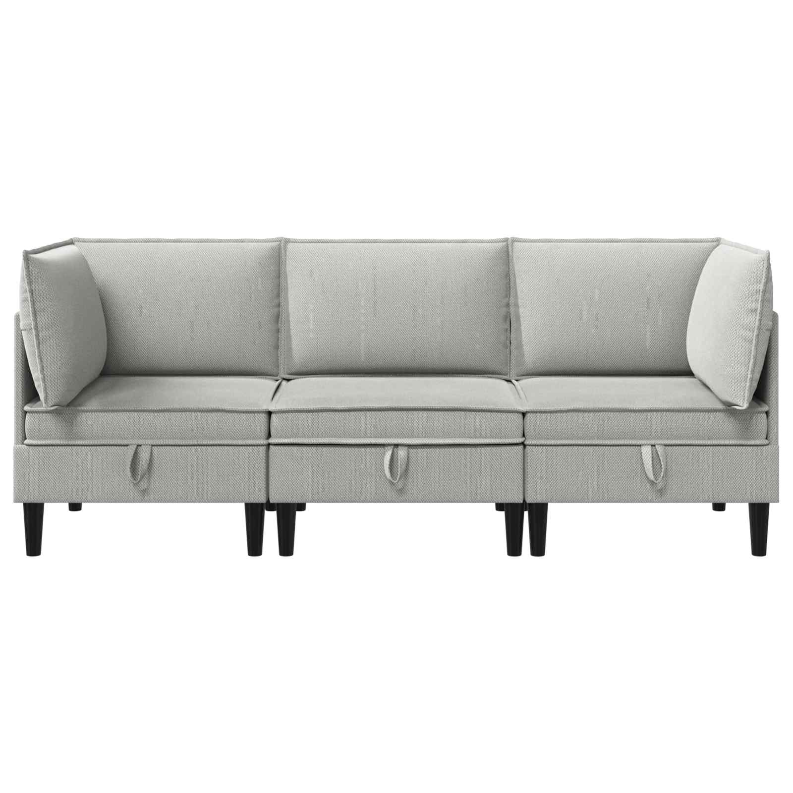 Set namještaja za dnevni boravak 3 pcs Svjetlosiva Tkanina