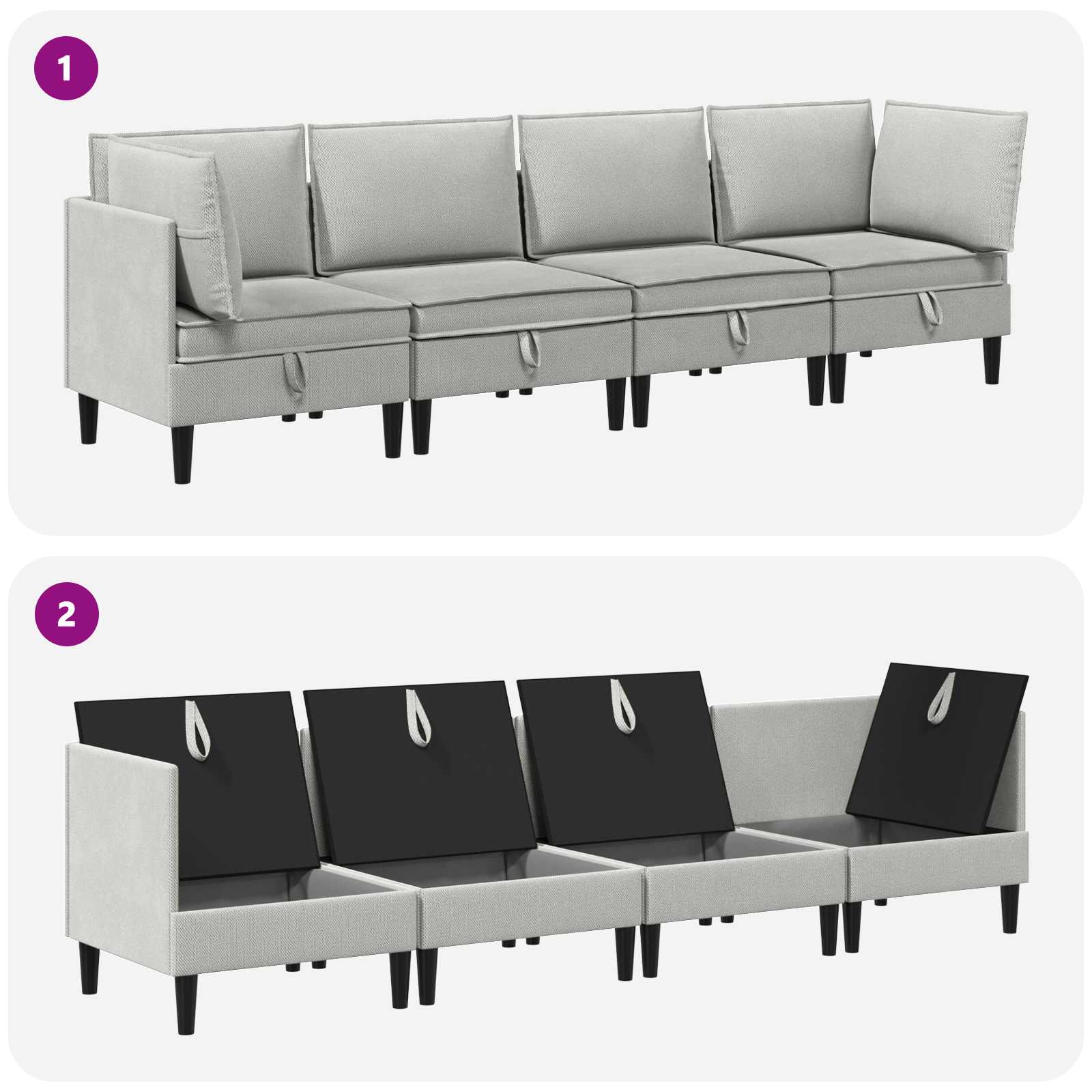 Set namještaja za dnevni boravak 4 pcs Svjetlosiva Tkanina