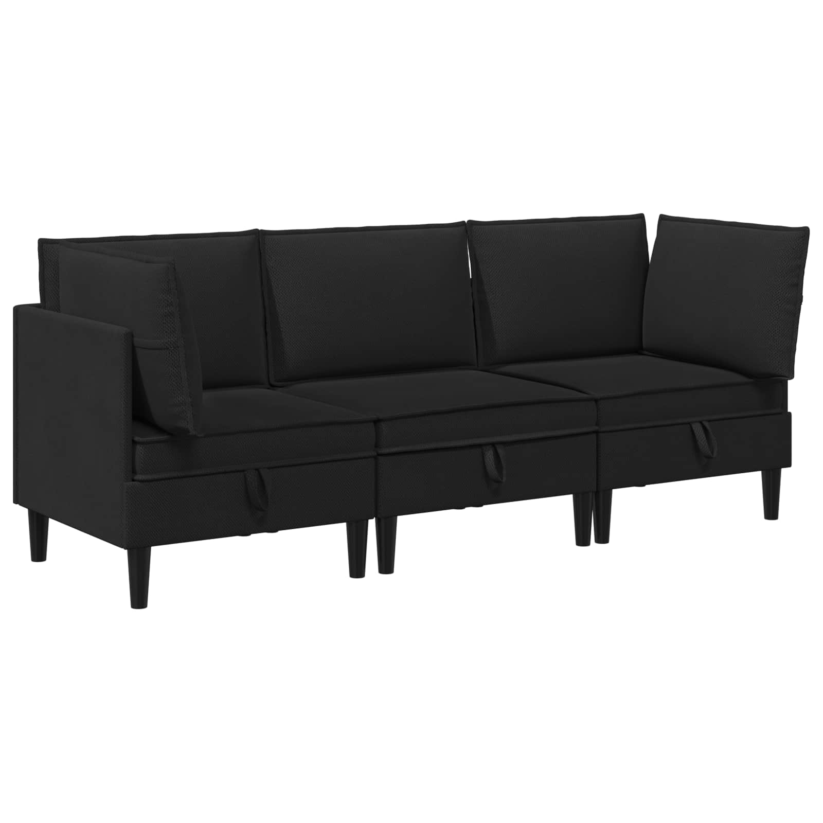 Set namještaja za dnevni boravak 3 pcs Crna Tkanina