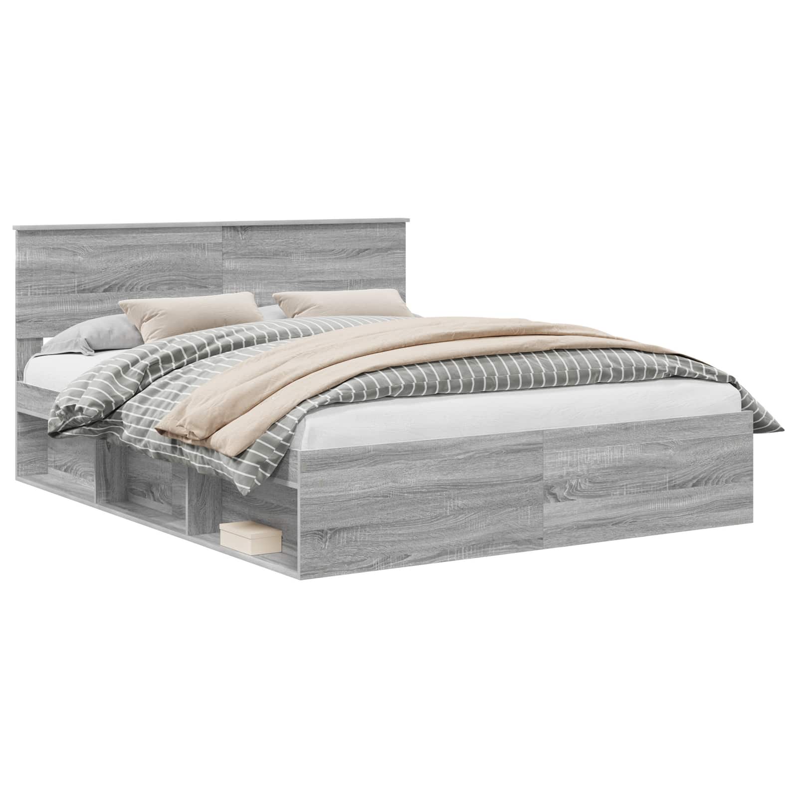 Krevetna konstrukcija s uzglavljem Siva Sonoma 160 x 200 cm