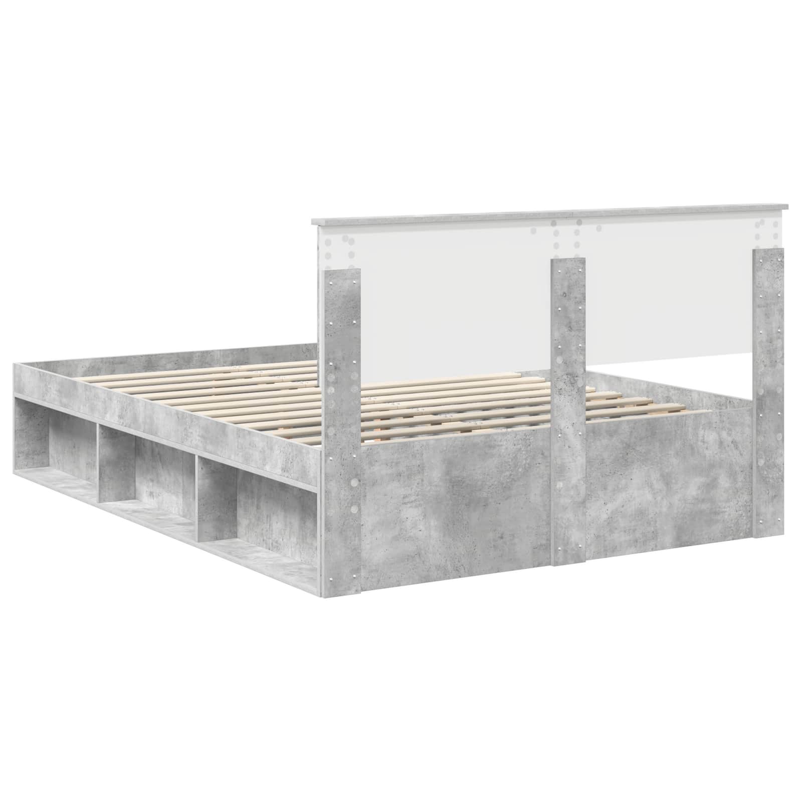 Krevetna konstrukcija Beton 140 x 200 cm Čvrsto borovo drvo