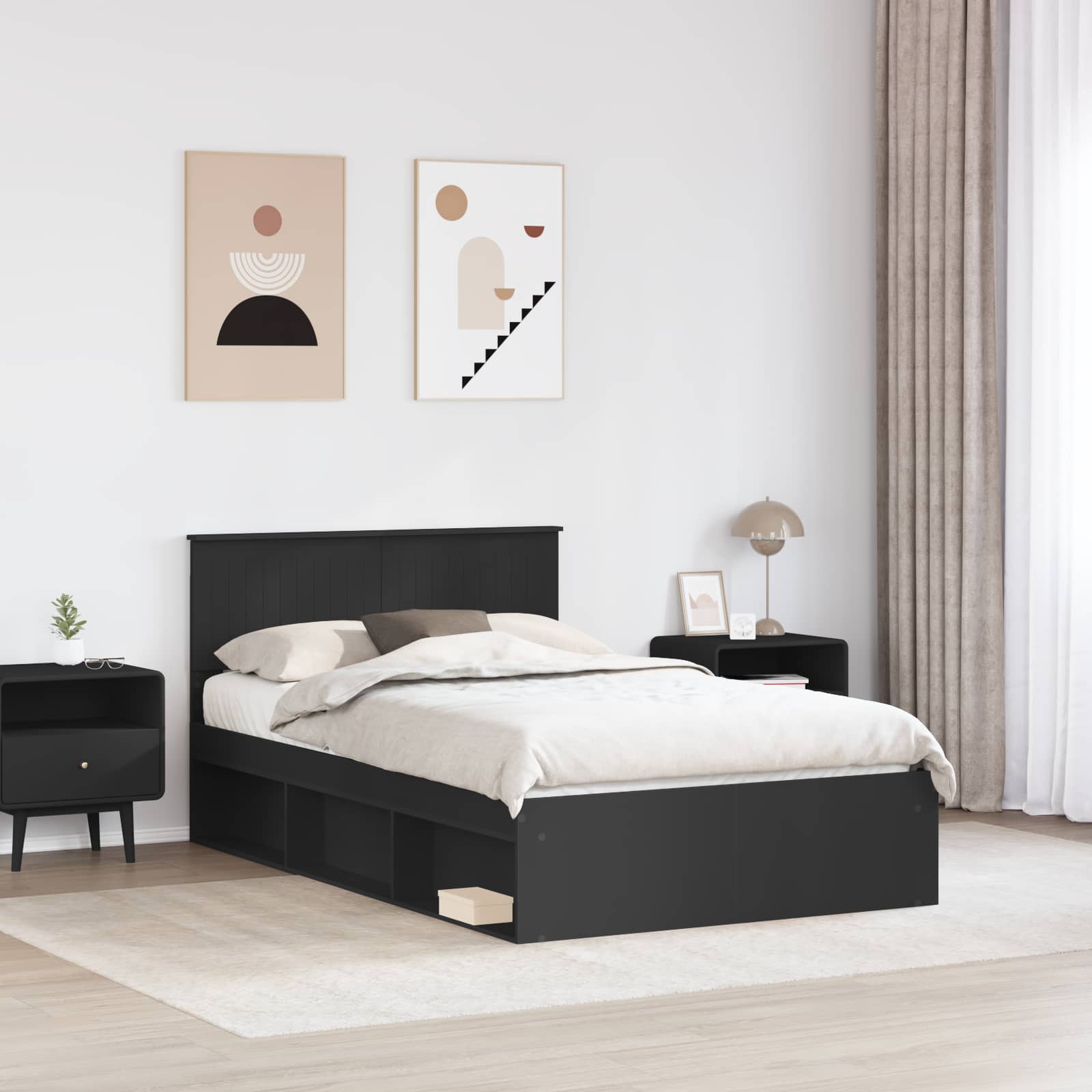 Krevetna konstrukcija Crna 120 x 200 cm Čvrsto borovo drvo
