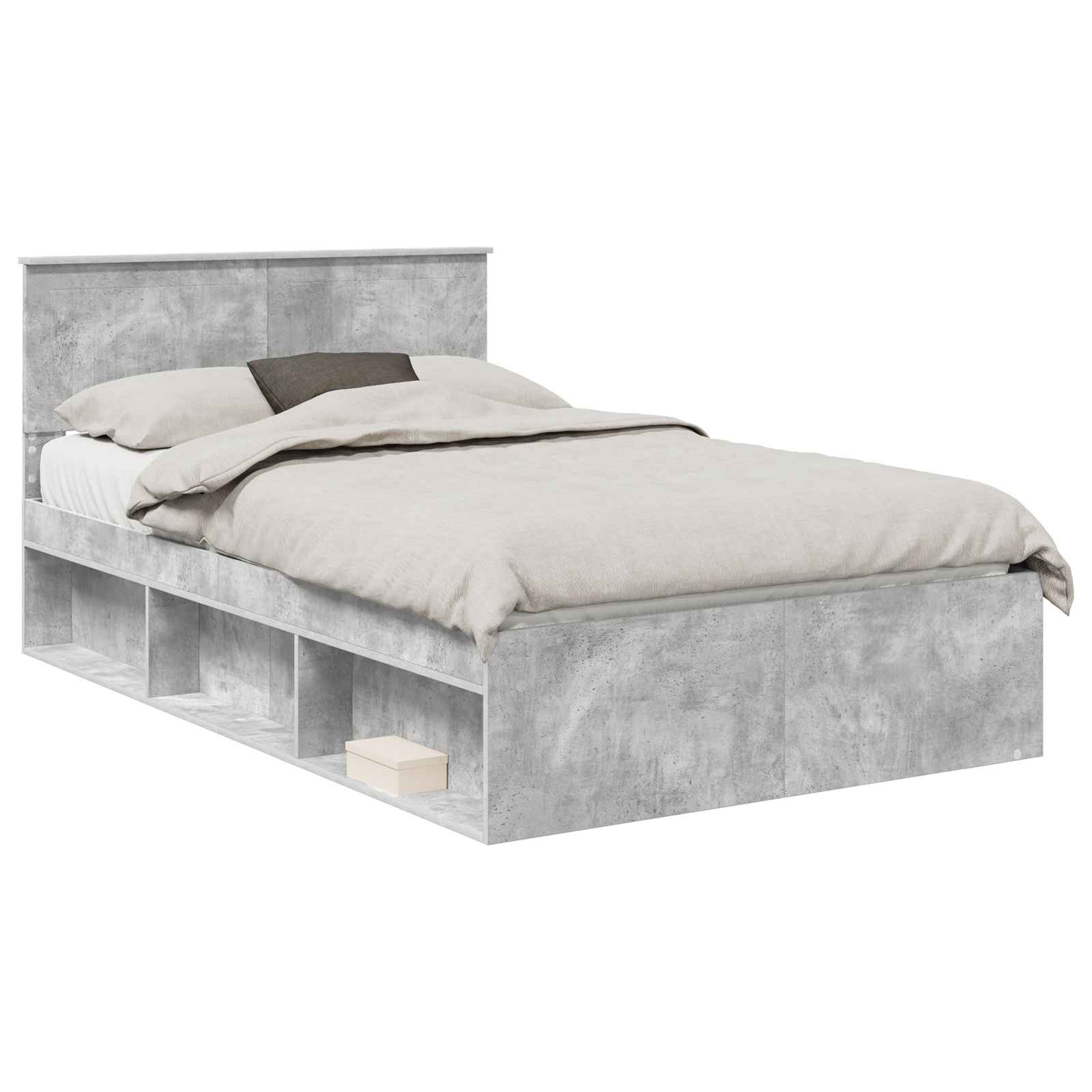 Krevetna konstrukcija Beton 120 x 190 cm Čvrsto borovo drvo
