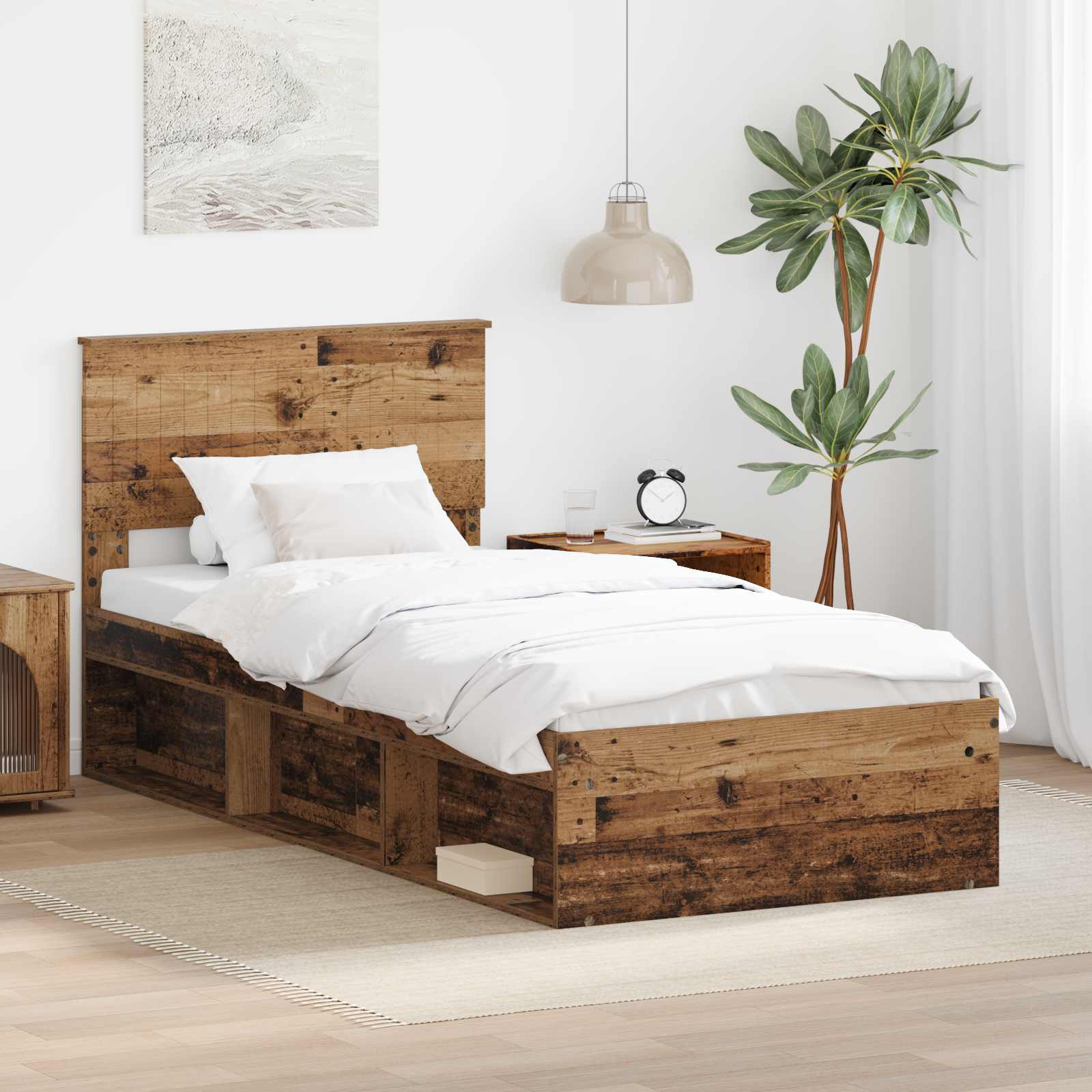 Krevetna konstrukcija Staro drvo 90 x 200 cm Čvrsto borovo drvo