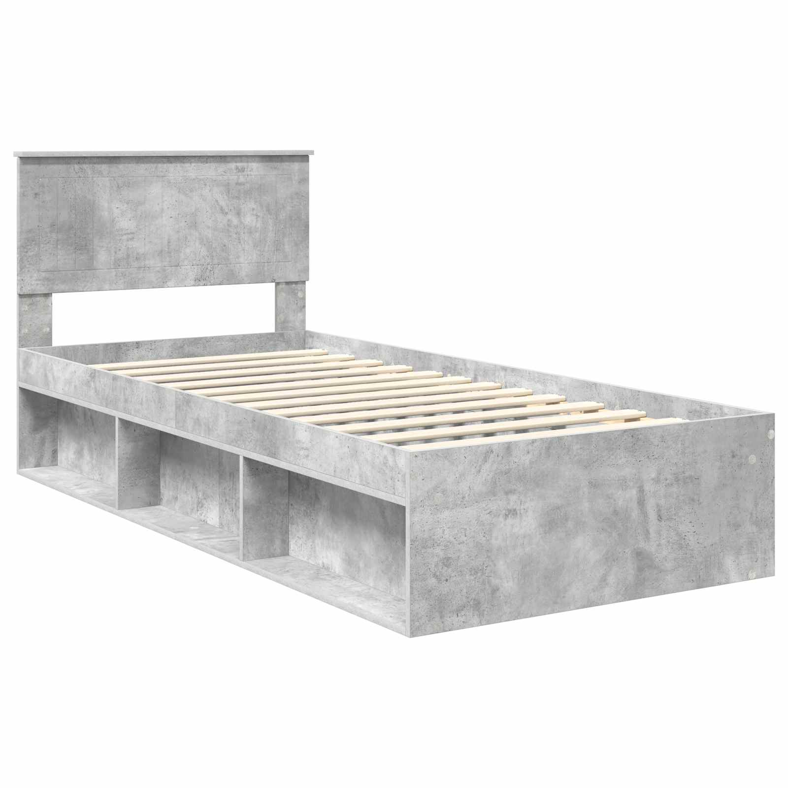 Krevetna konstrukcija s uzglavljem Betonska siva 90 x 190 cm