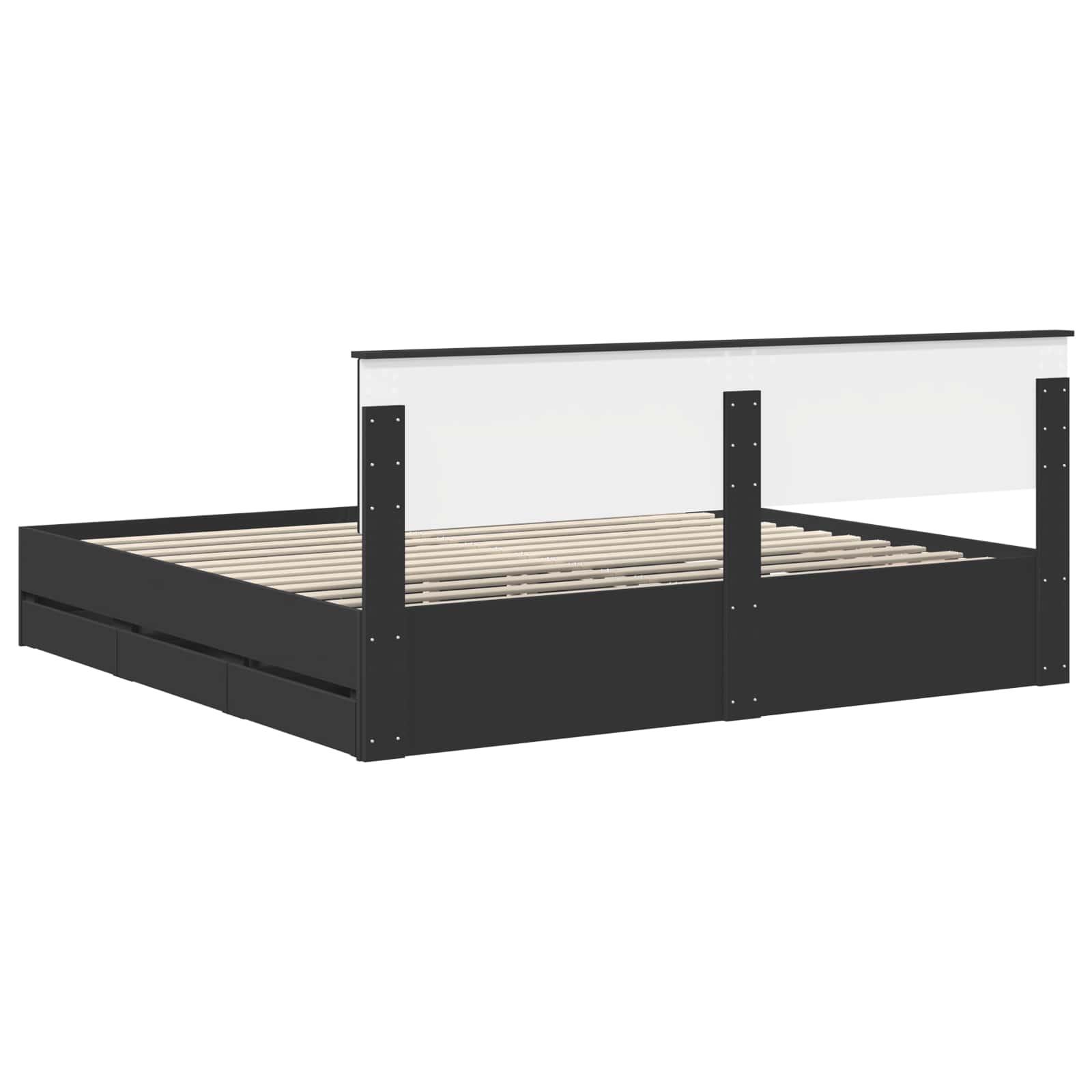 Krevetna konstrukcija Crna 200 x 200 cm Inženjersko Drvo