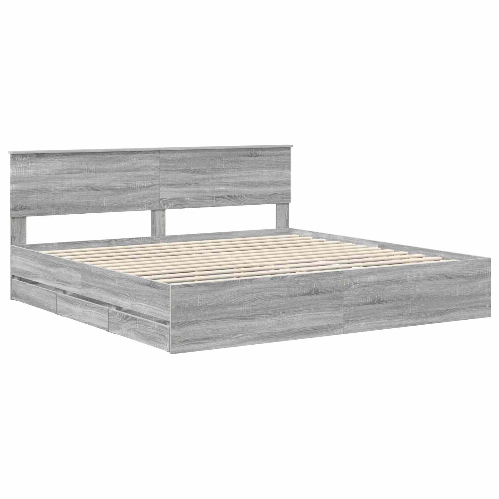 Krevetna konstrukcija Siva Sonoma 200 x 200 cm Inženjersko Drvo