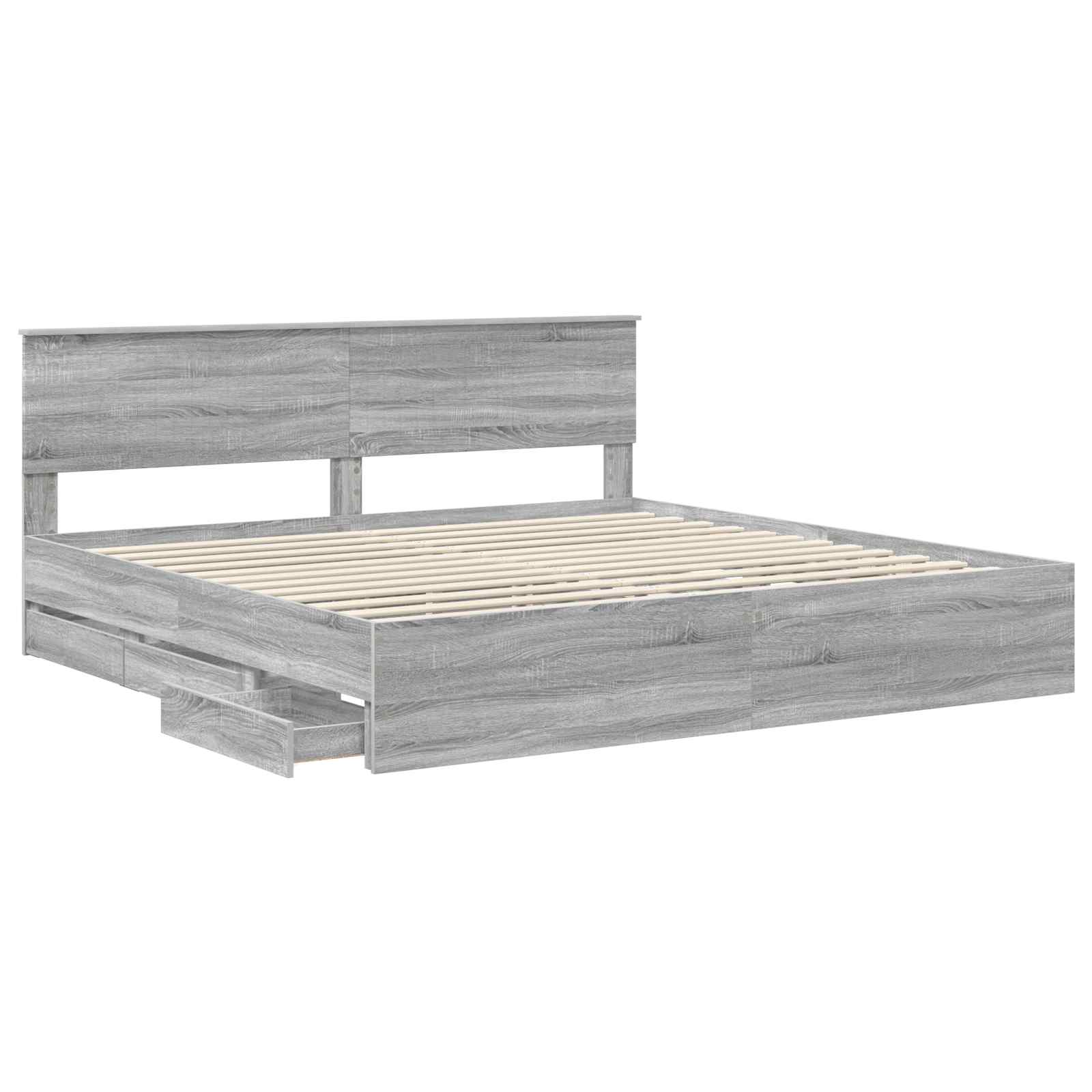 Krevetna konstrukcija Siva Sonoma 200 x 200 cm Inženjersko Drvo