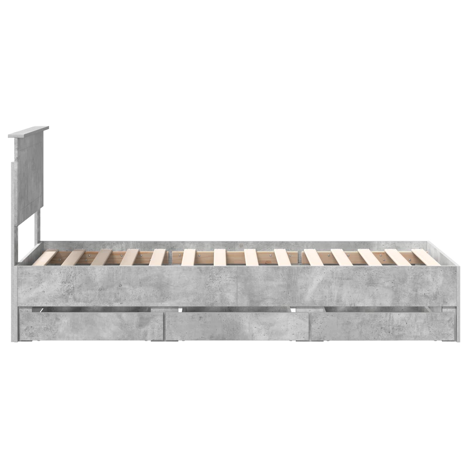 Krevetna konstrukcija s ladicama Betonski sivi 75 x 190 cm