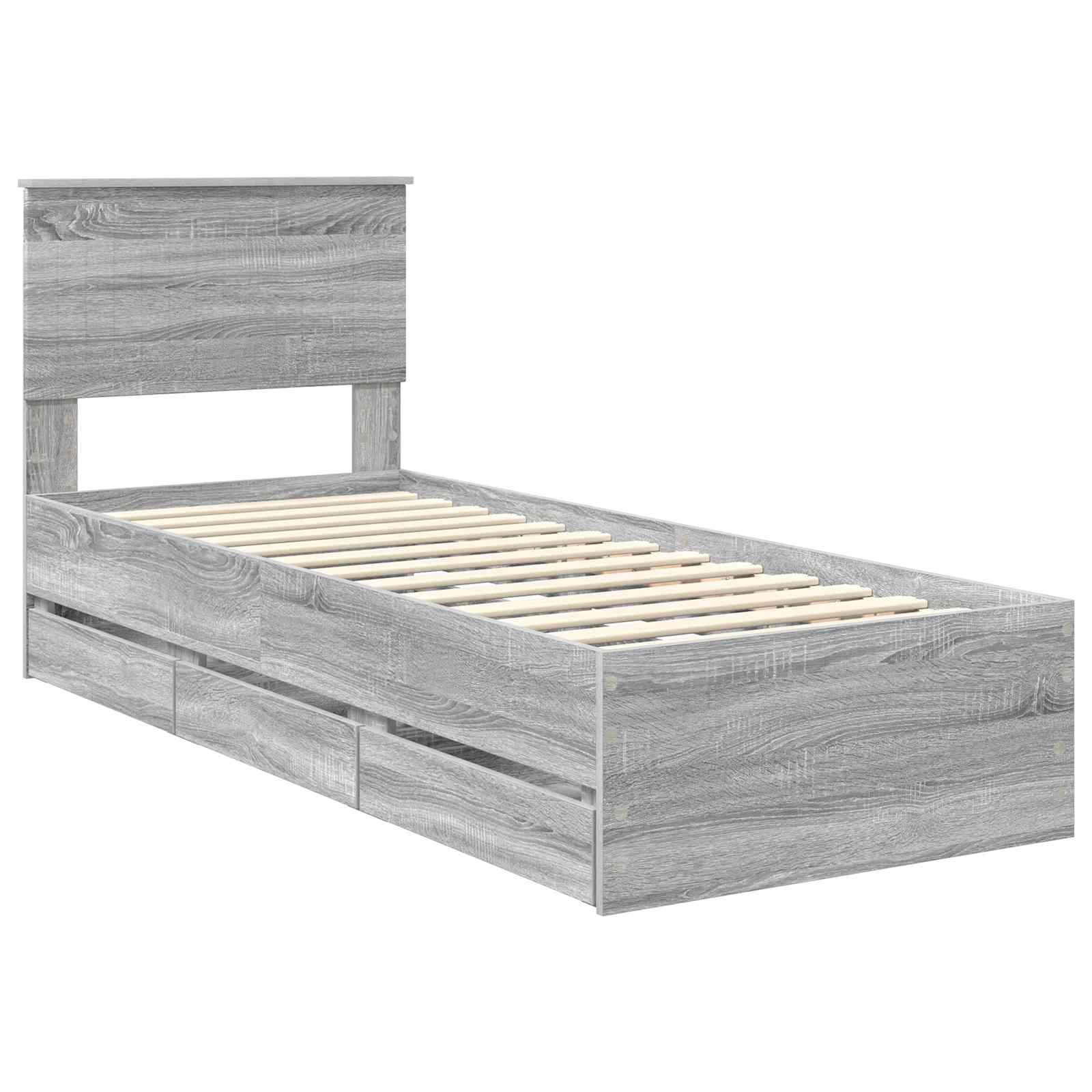 Krevetna konstrukcija Siva Sonoma 75 x 190 cm Inženjersko Drvo