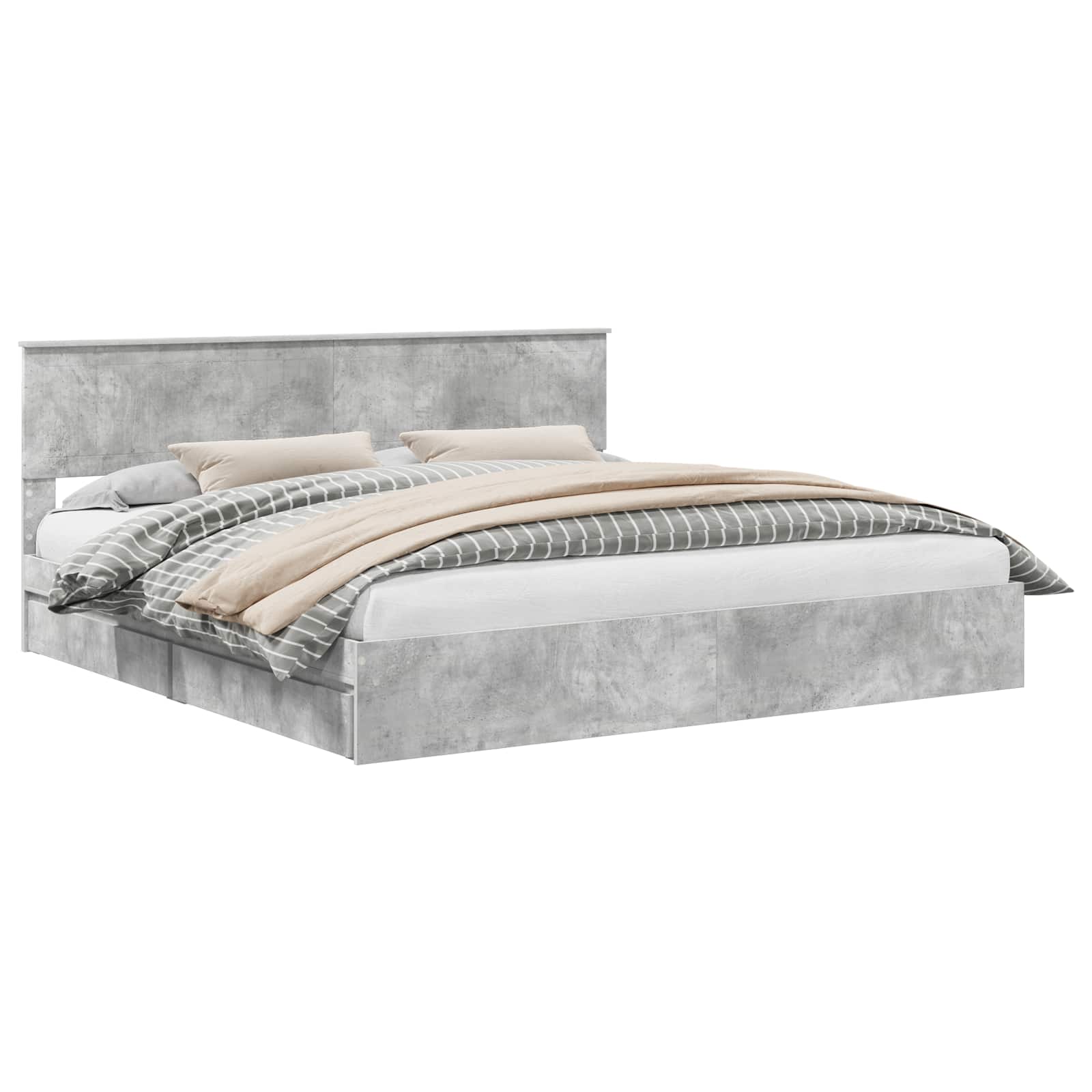 Krevet s od storage s uzglavljem Betonski sivi 200 x 200 cm