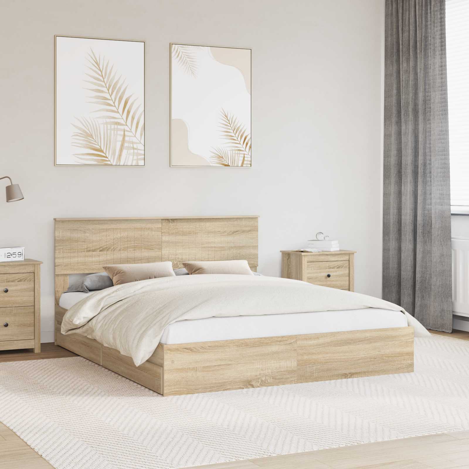 Krevet s od storage Sonoma hrast 160 x 200 cm Konstruirano drvo