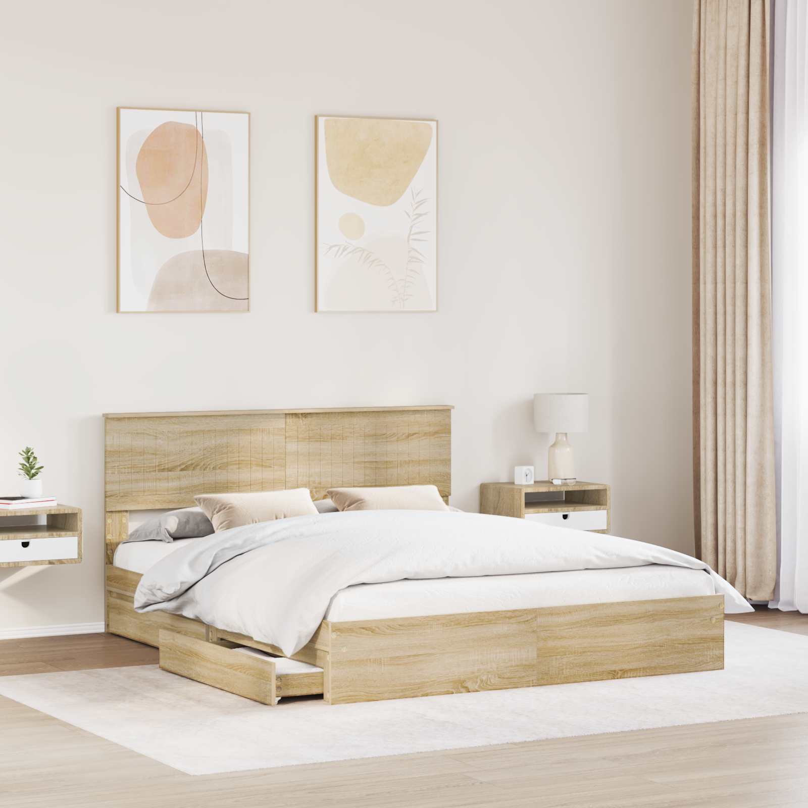 Krevet s od storage Sonoma hrast 160 x 200 cm Konstruirano drvo