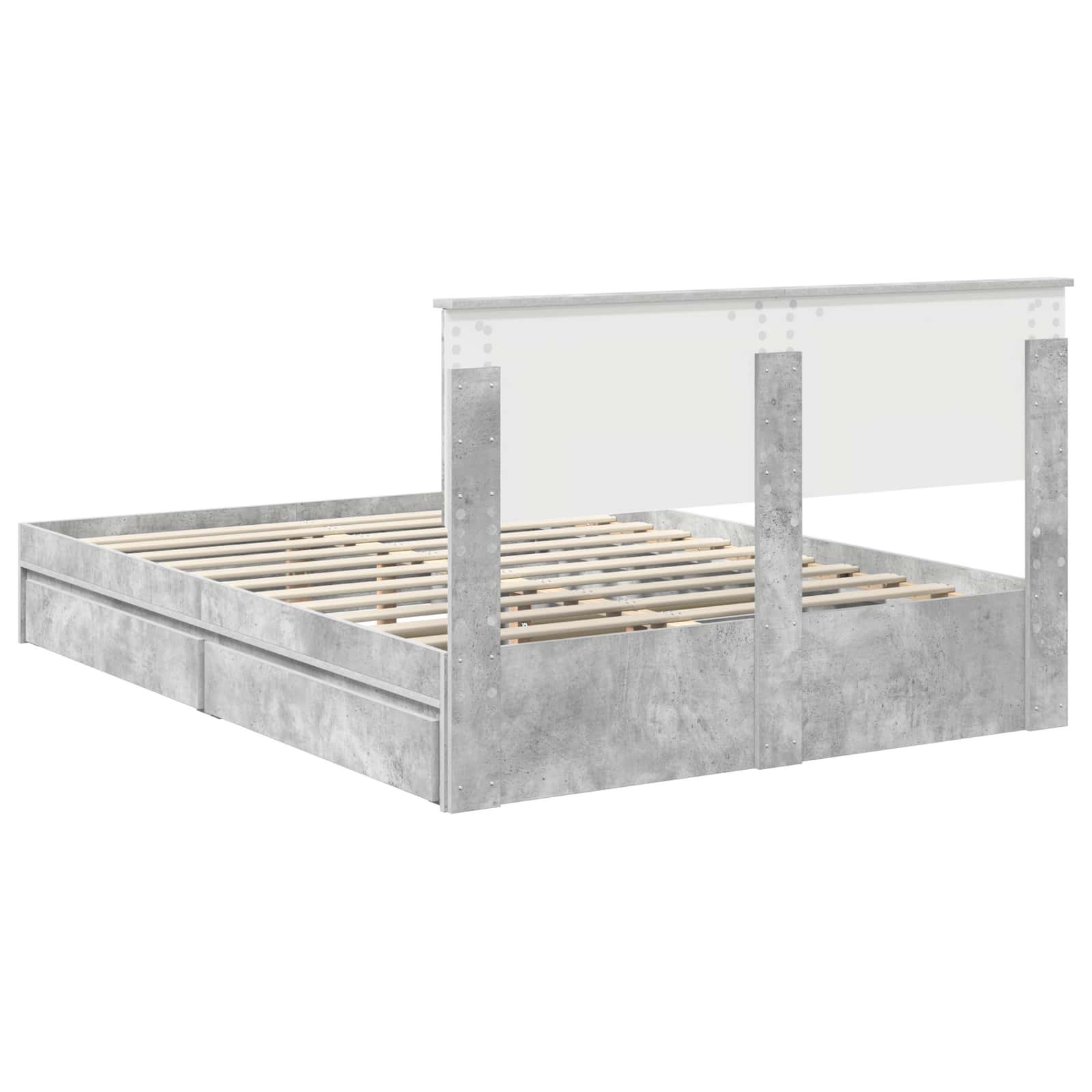 Krevet s od storage s uzglavljem Betonski sivi 135 x 190 cm