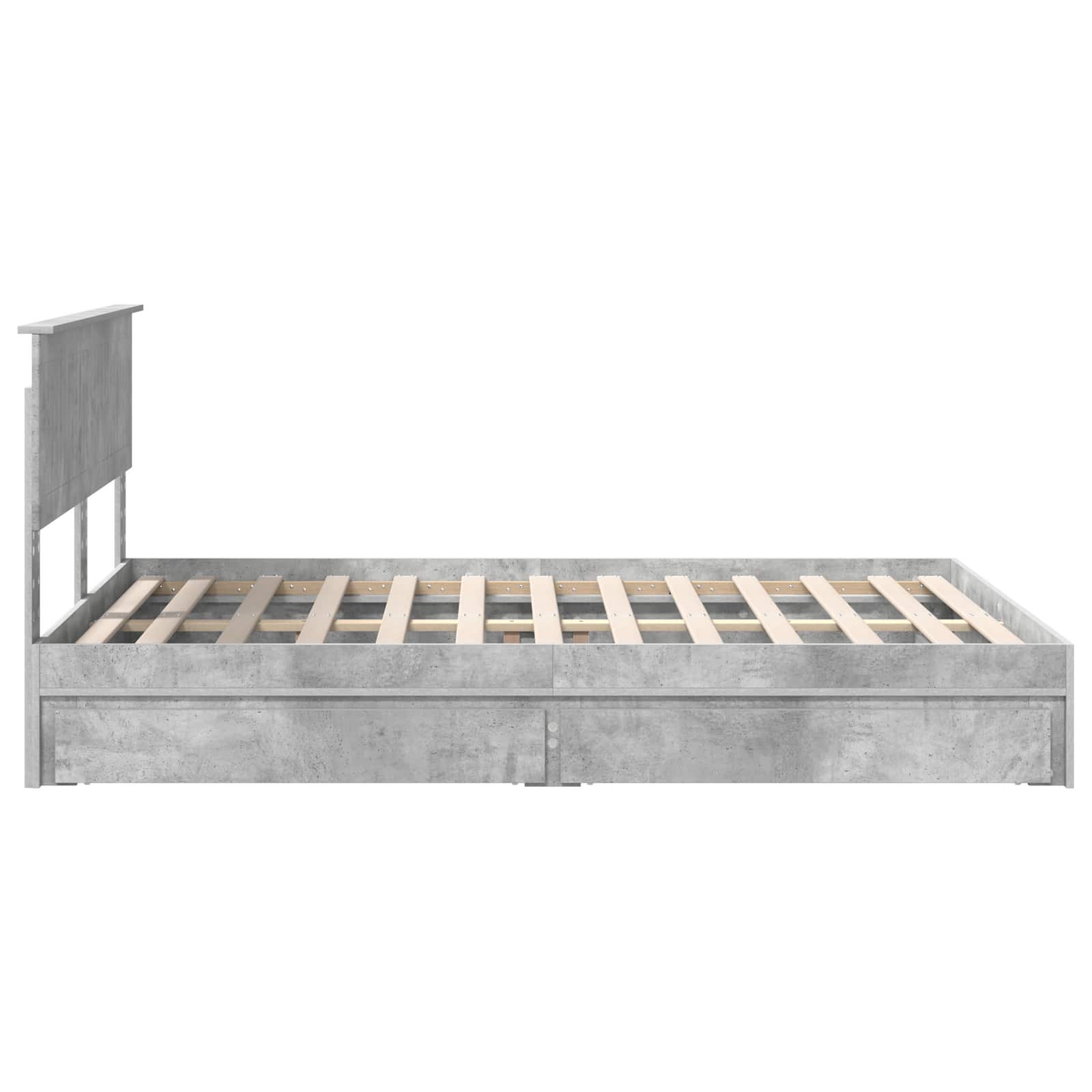 Krevet s od storage s uzglavljem Betonski sivi 135 x 190 cm