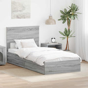 Krevet s od storage Siva Sonoma 90 x 200 cm Konstruirano drvo