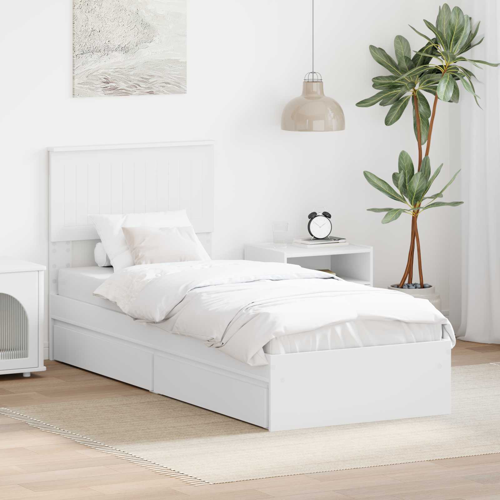 Krevet s od storage Bijelo 75 x 190 cm Konstruirano drvo