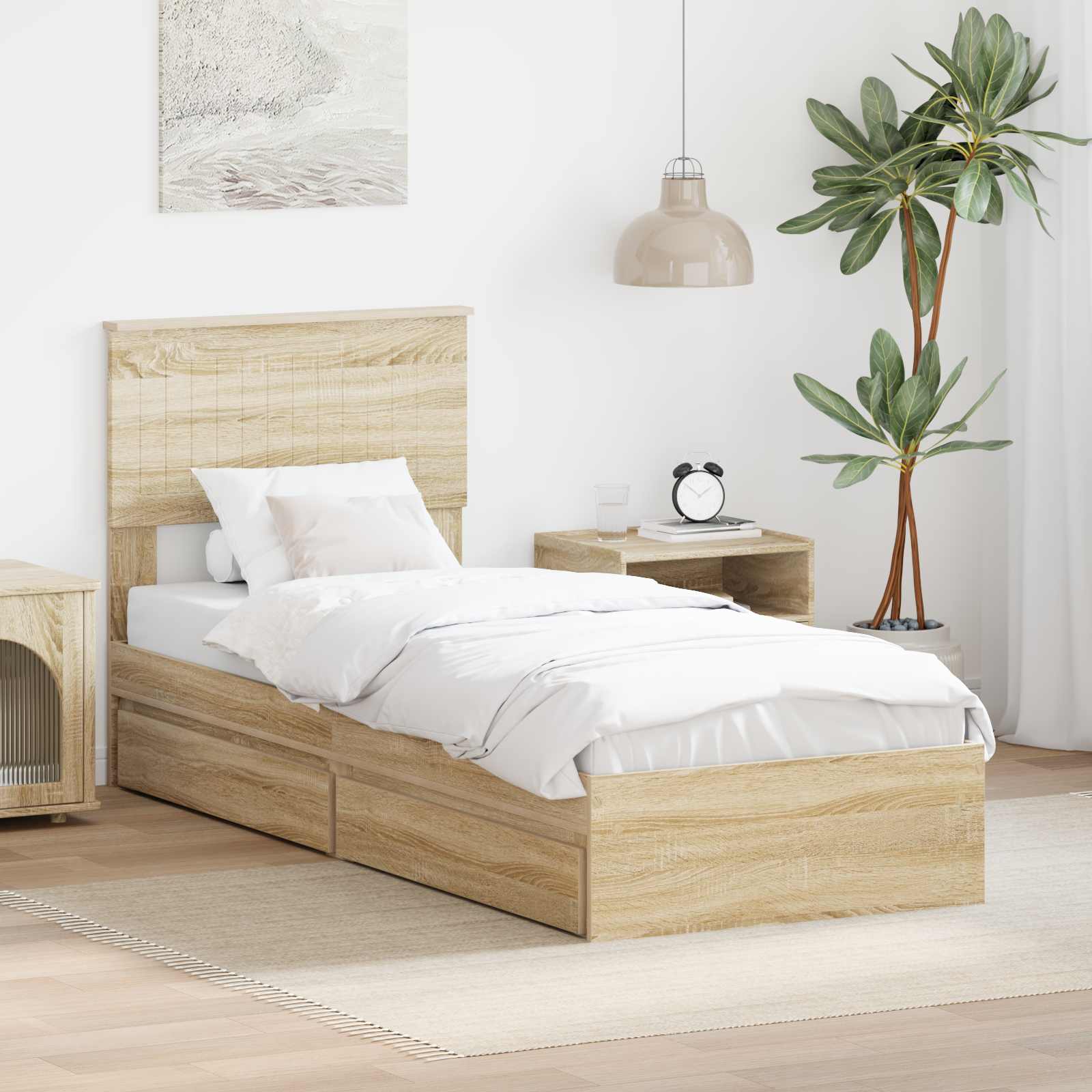 Krevet s od storage Sonoma hrast 75 x 190 cm Konstruirano drvo