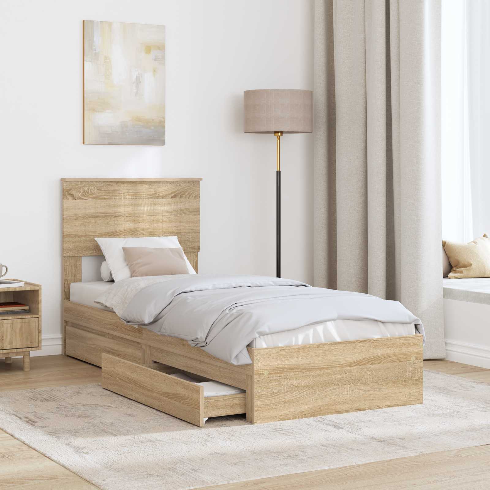 Krevet s od storage Sonoma hrast 75 x 190 cm Konstruirano drvo