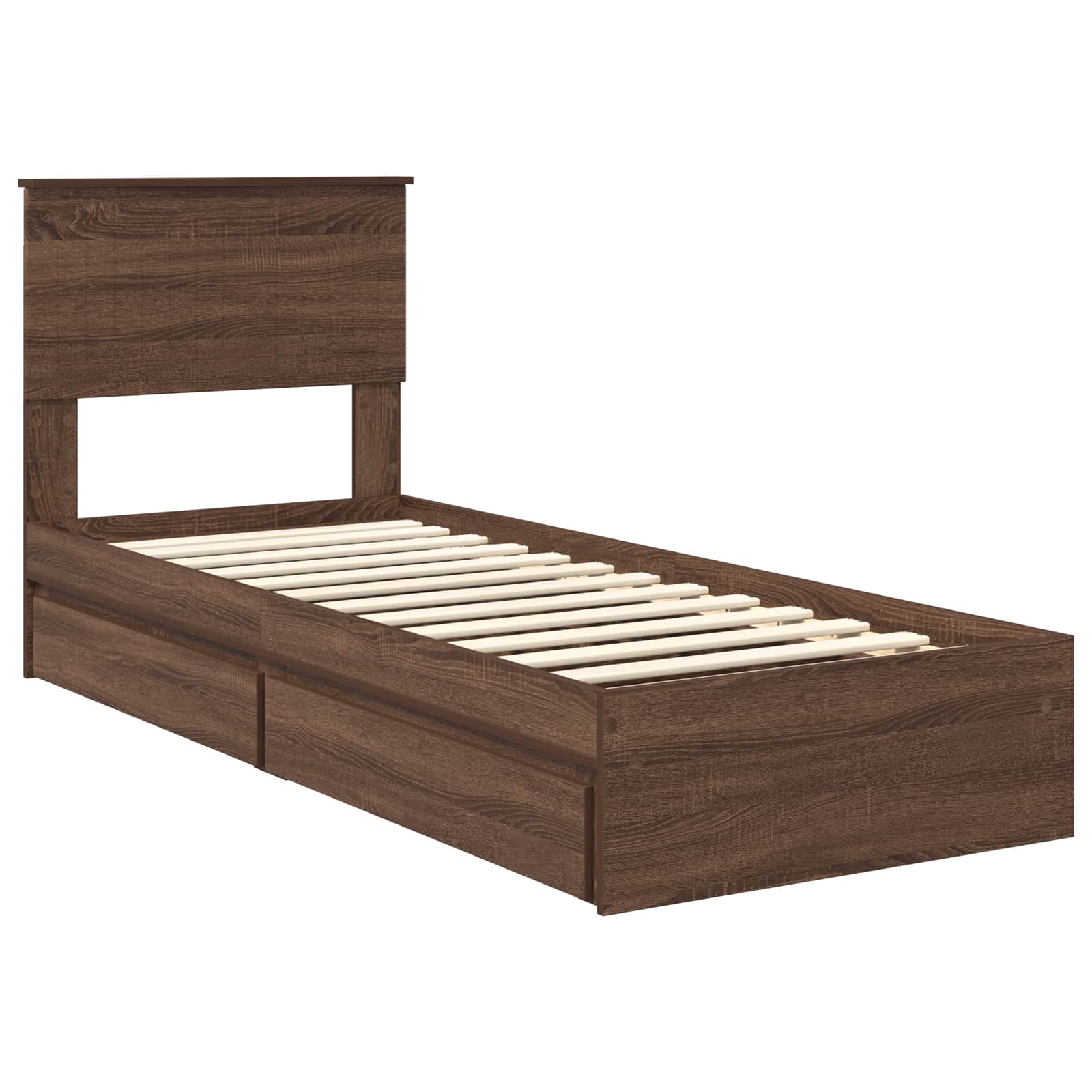 Krevet s od storage Smeđi hrast 75 x 190 cm Konstruirano drvo