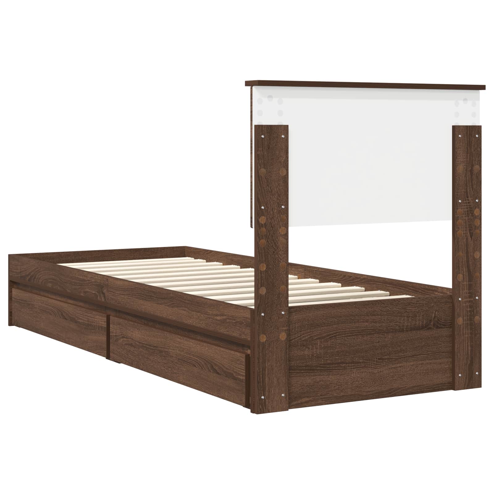 Krevet s od storage Smeđi hrast 75 x 190 cm Konstruirano drvo