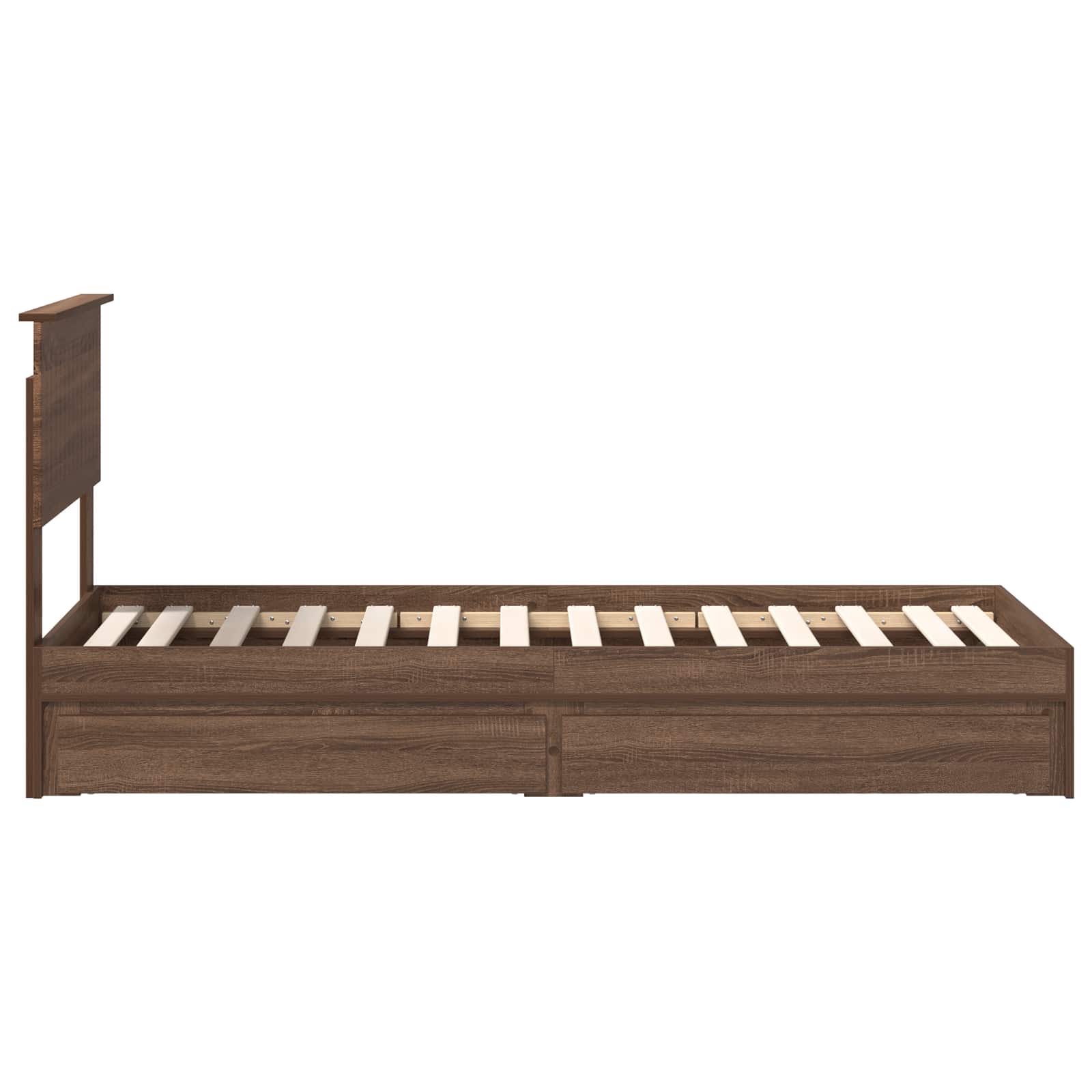 Krevet s od storage Smeđi hrast 75 x 190 cm Konstruirano drvo