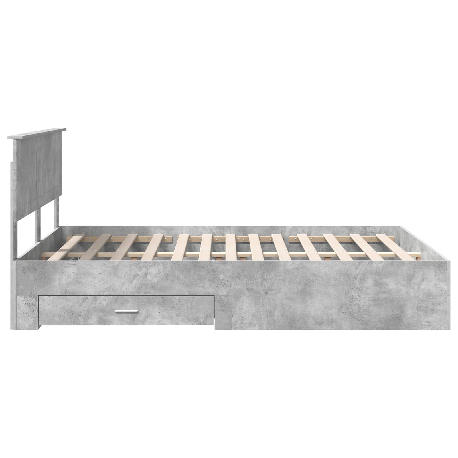Krevetna konstrukcija s uzglavljem Betonski sivi 135 x 190 cm