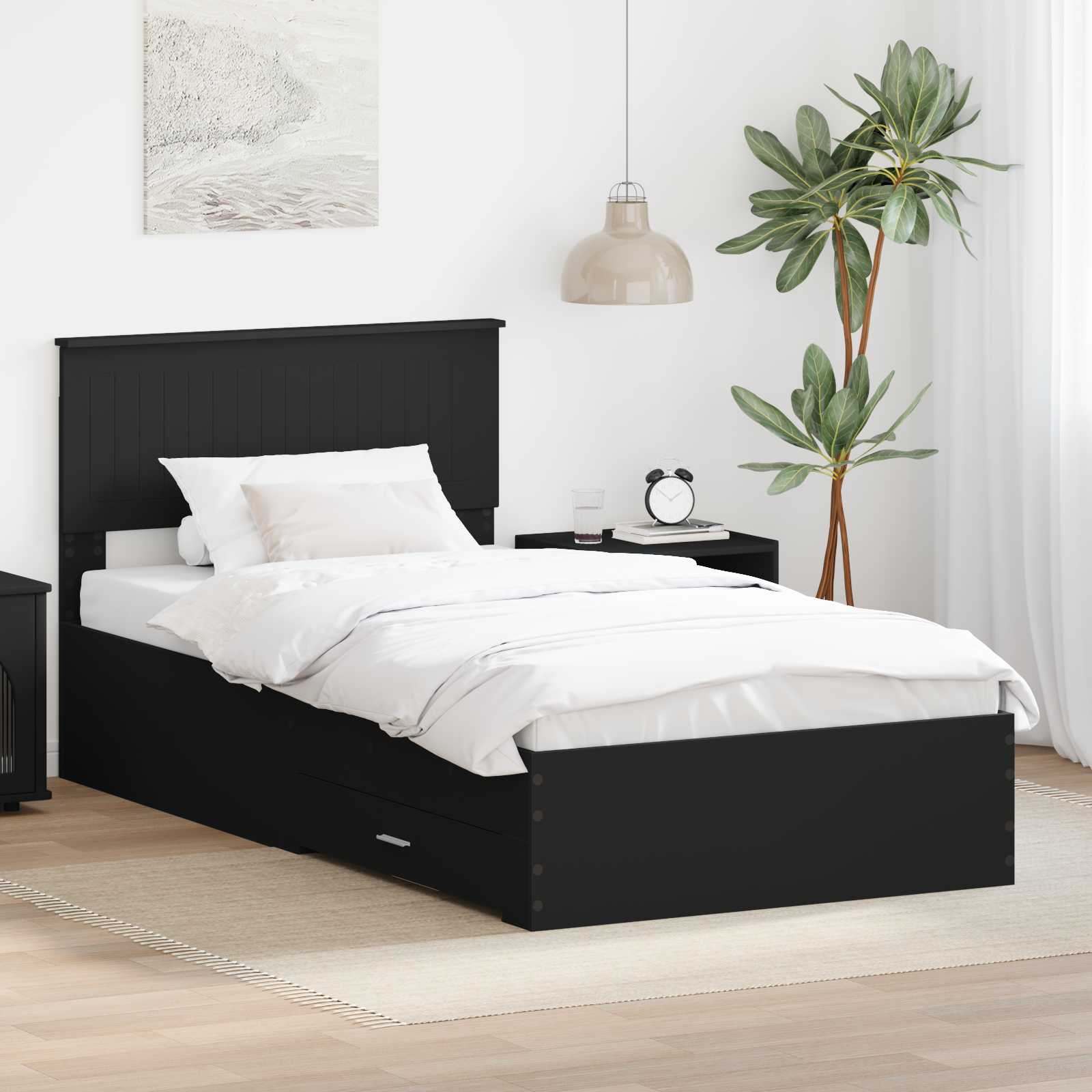 Krevetna konstrukcija s ladicama Crna i srebrna 100 x 200 cm