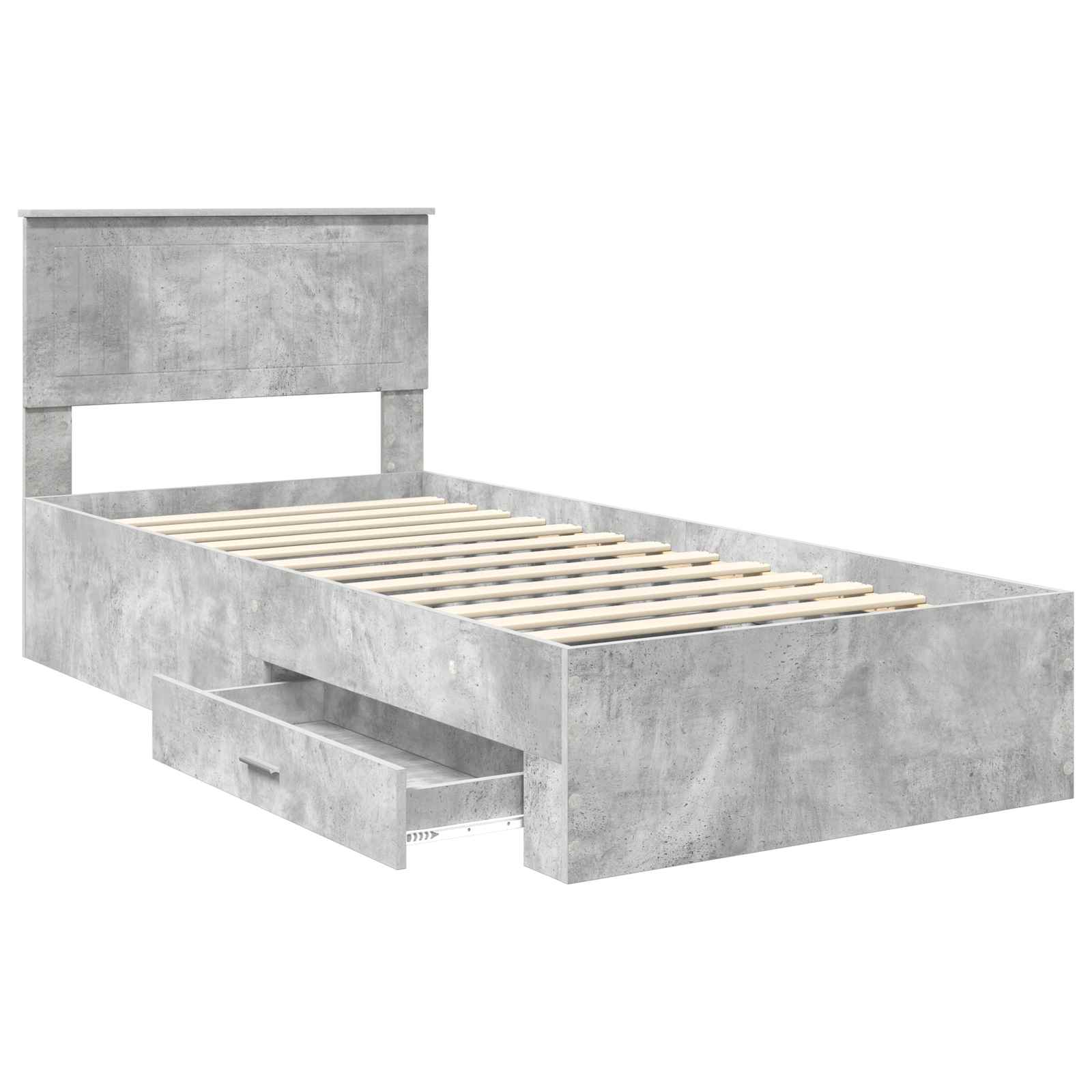 Krevetna konstrukcija s uzglavljem Betonski sivi 90 x 190 cm