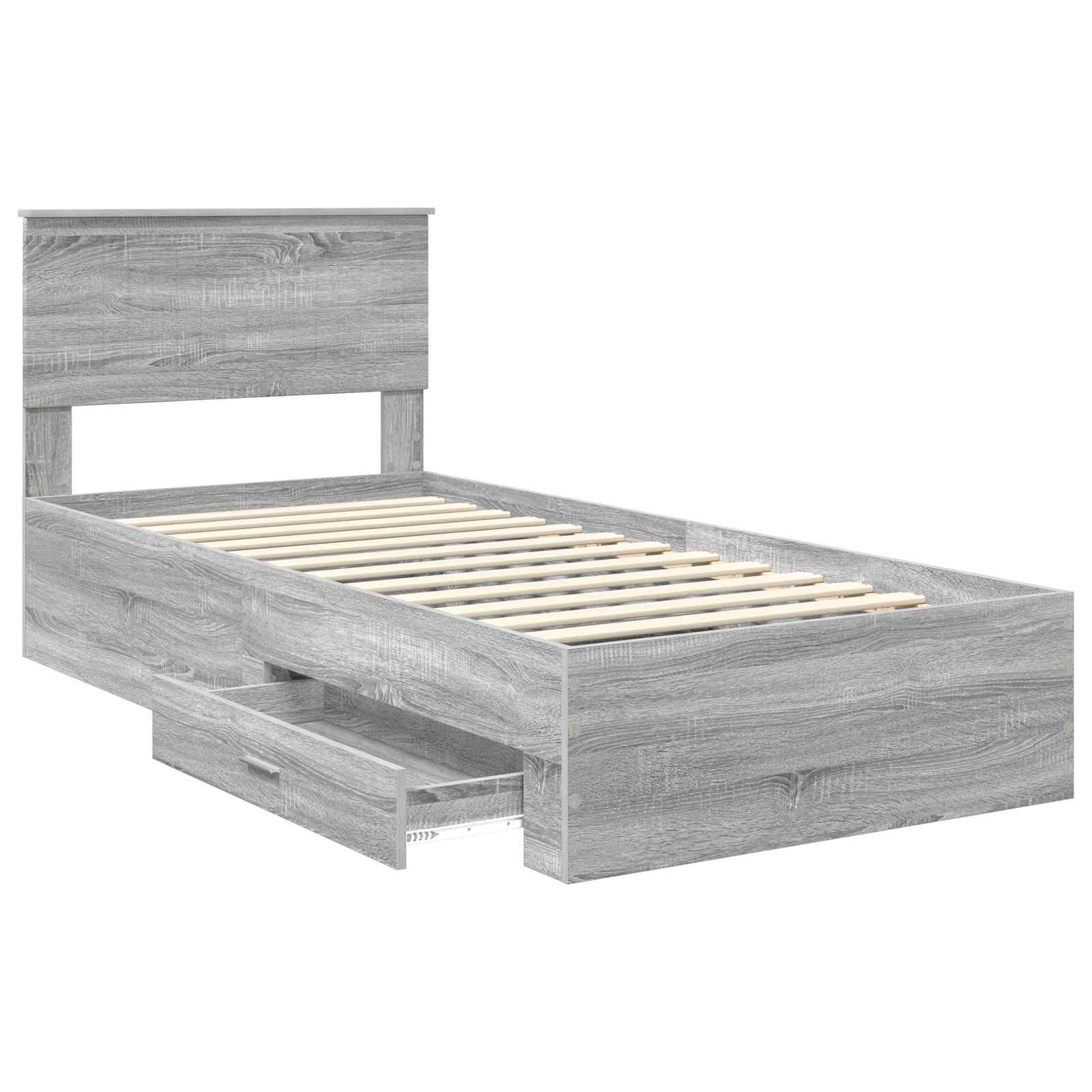 Krevetna konstrukcija Siva Sonoma 90 x 190 cm Konstruirano drvo