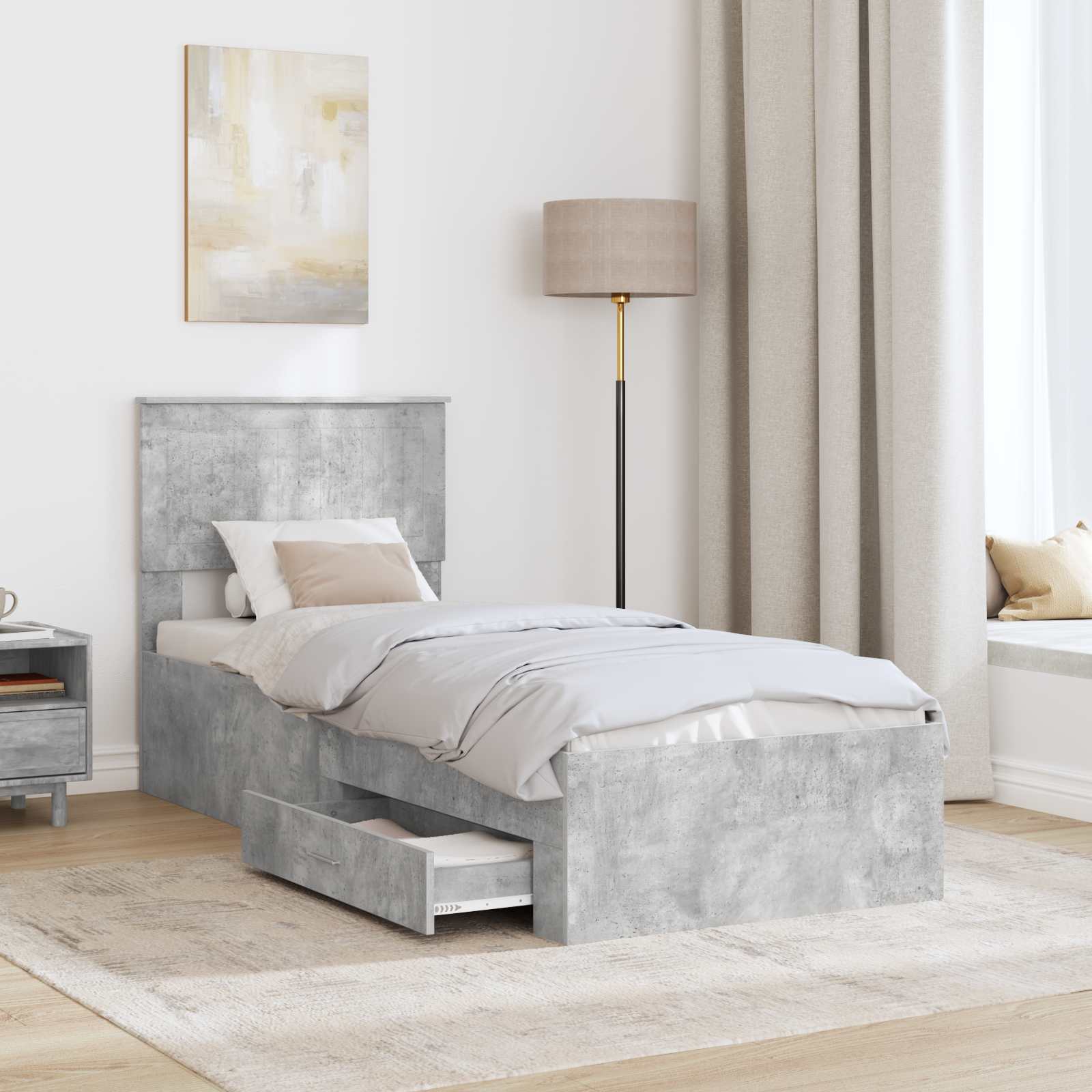 Krevetna konstrukcija Betonski sivi i srebrna 70 x 190 cm