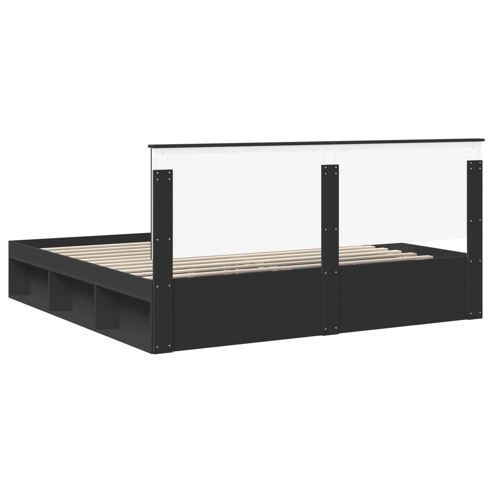 Krevetna konstrukcija Crna 200 x 200 cm Čvrsto borovo drvo