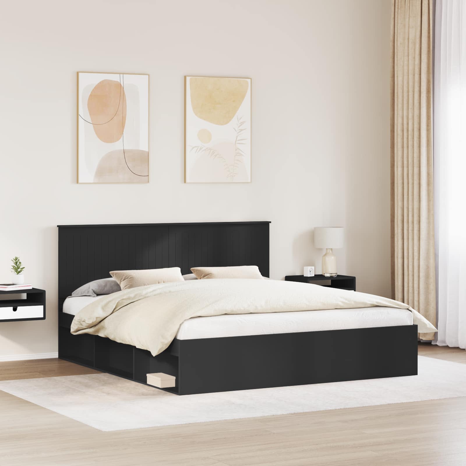Krevetna konstrukcija Crna 180 x 200 cm Čvrsto borovo drvo