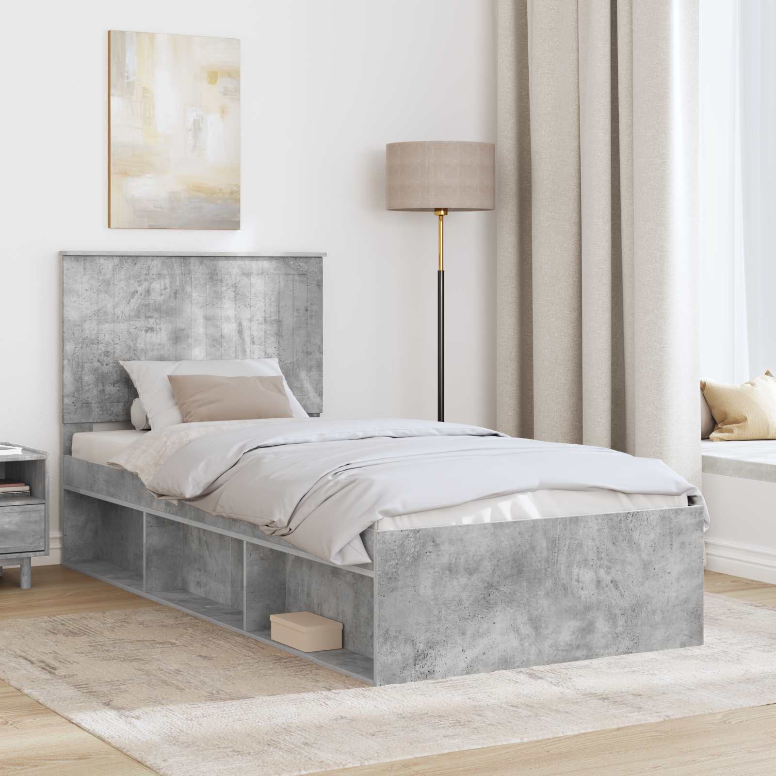 Krevetna konstrukcija Beton 90 x 200 cm Čvrsto borovo drvo