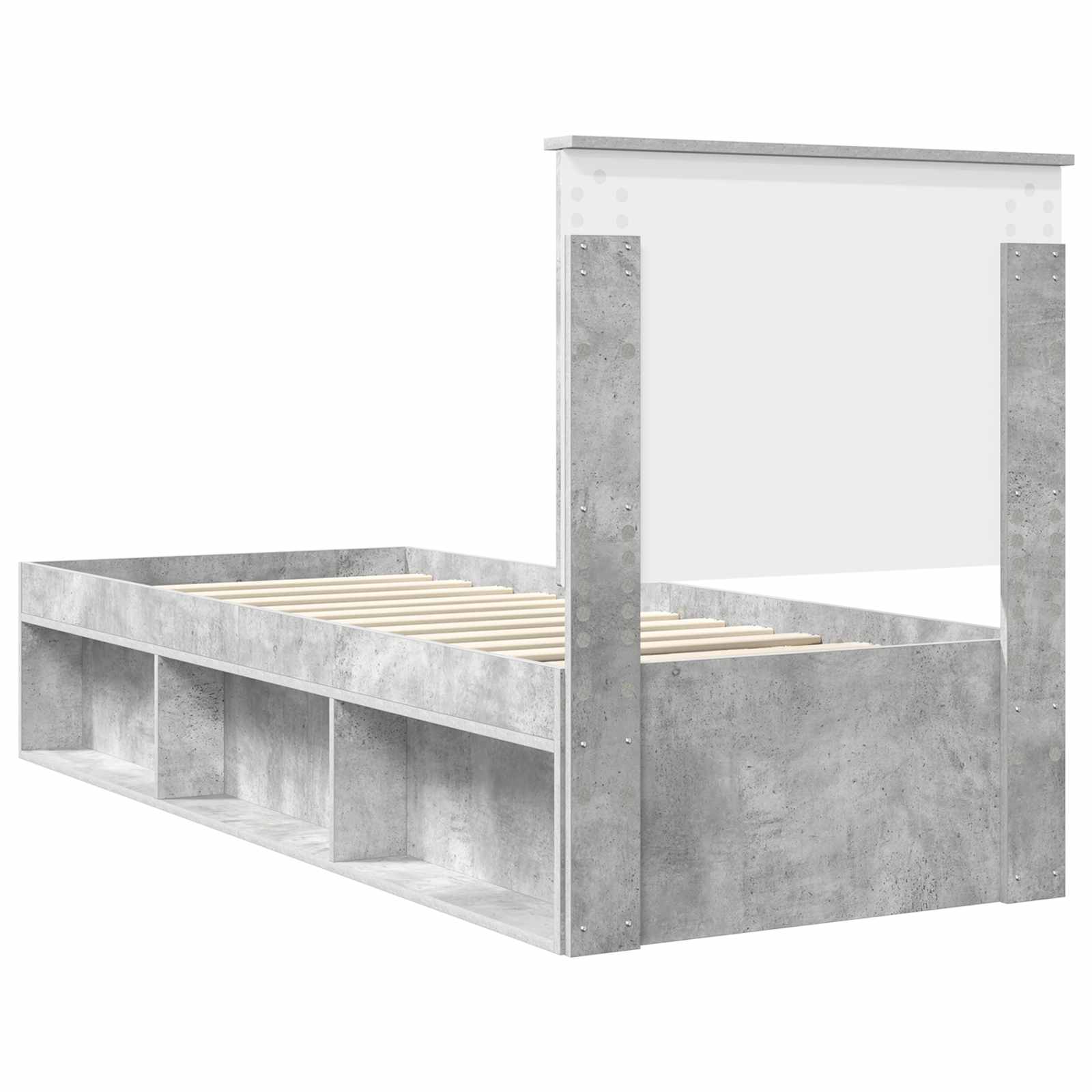 Krevetna konstrukcija s uzglavljem Betonska siva 75 x 190 cm