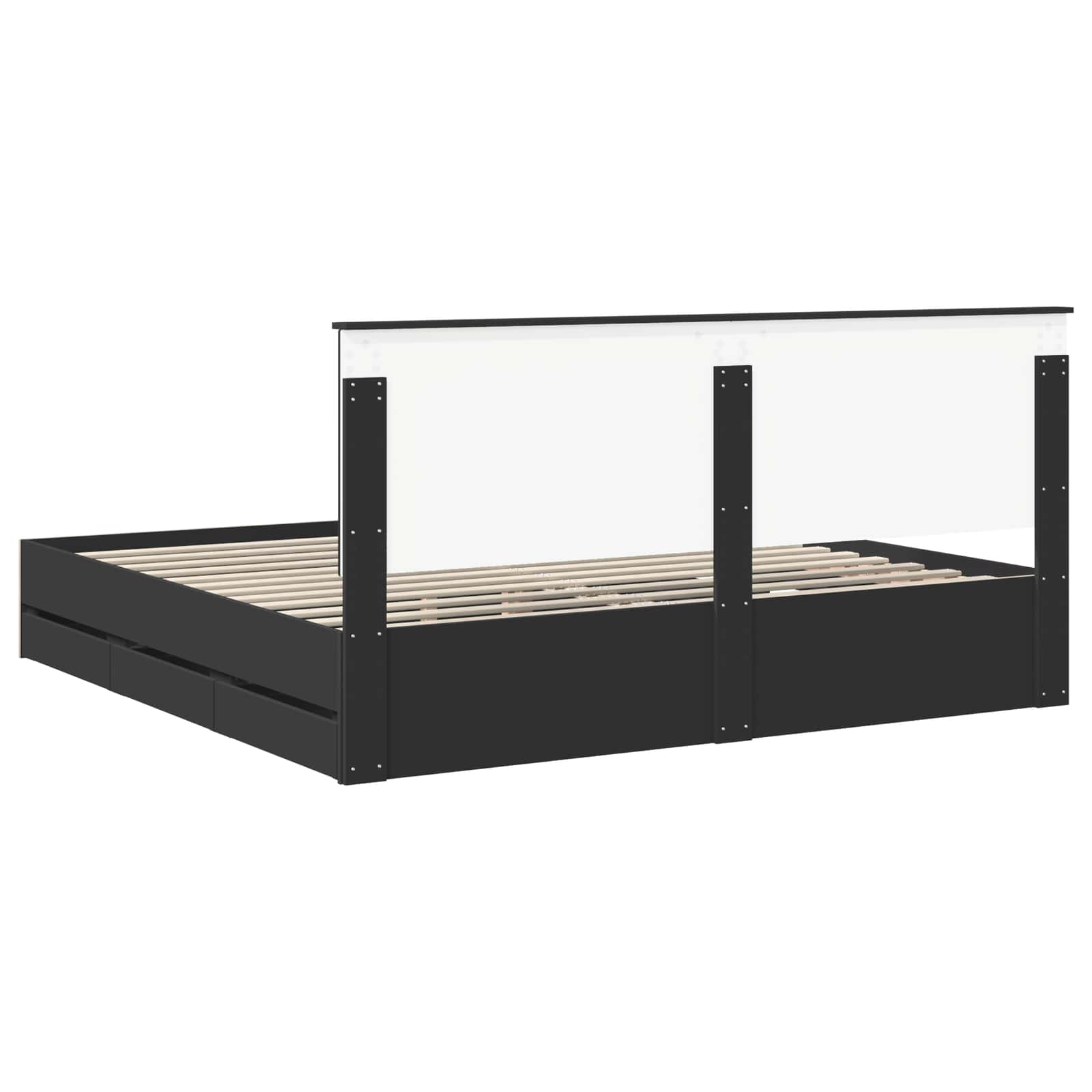 Krevetna konstrukcija Crna 200 x 200 cm Inženjersko Drvo