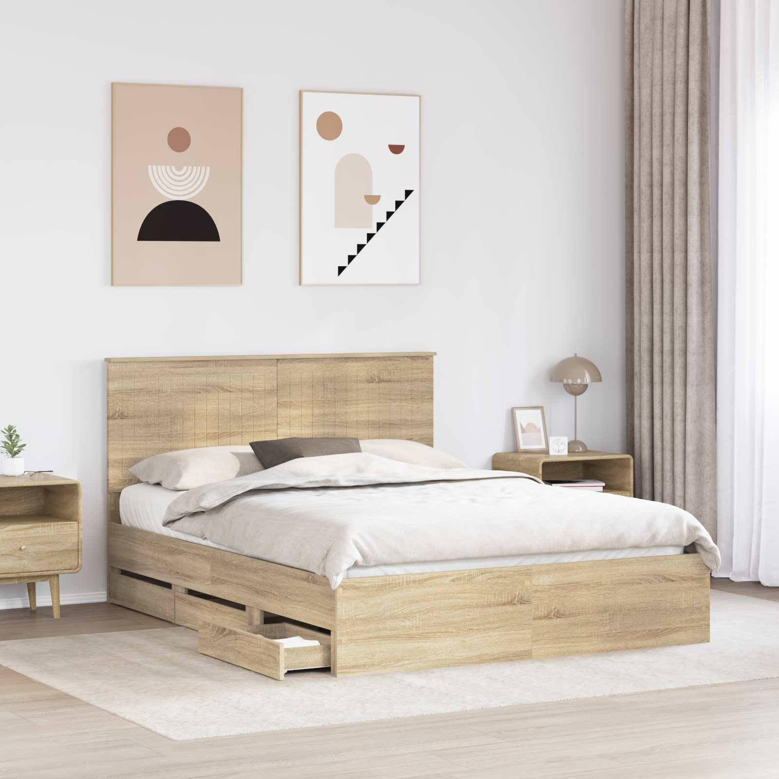 Krevetna konstrukcija s ladicama Sonoma hrast 150 x 200 cm