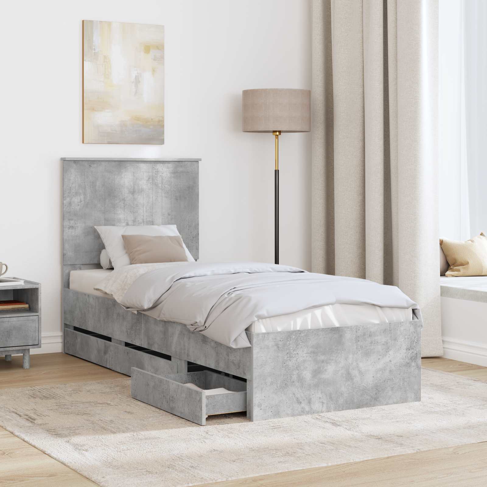 Krevetna konstrukcija s ladicama Betonski sivi 75 x 190 cm
