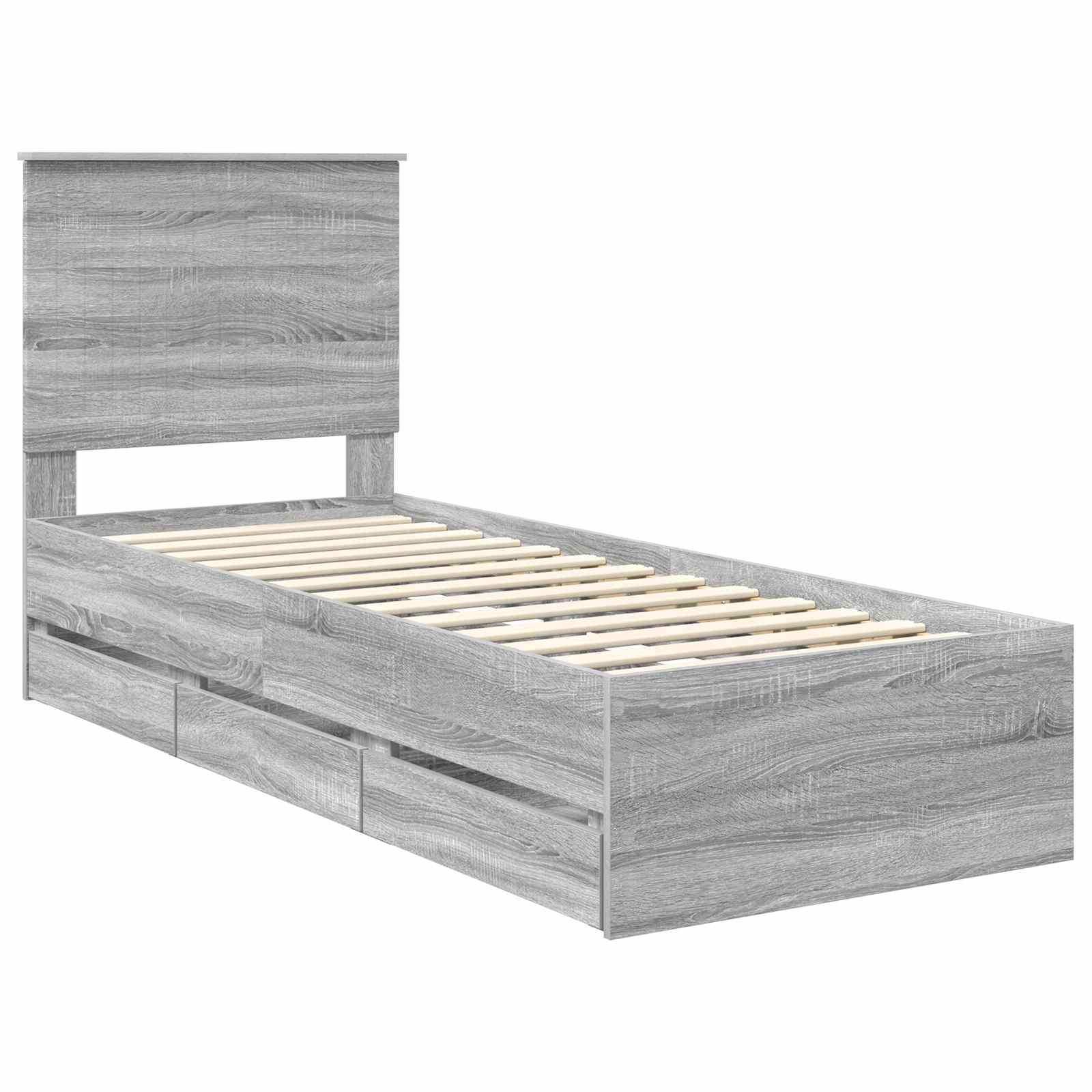 Krevetna konstrukcija Siva Sonoma 75 x 190 cm Inženjersko Drvo