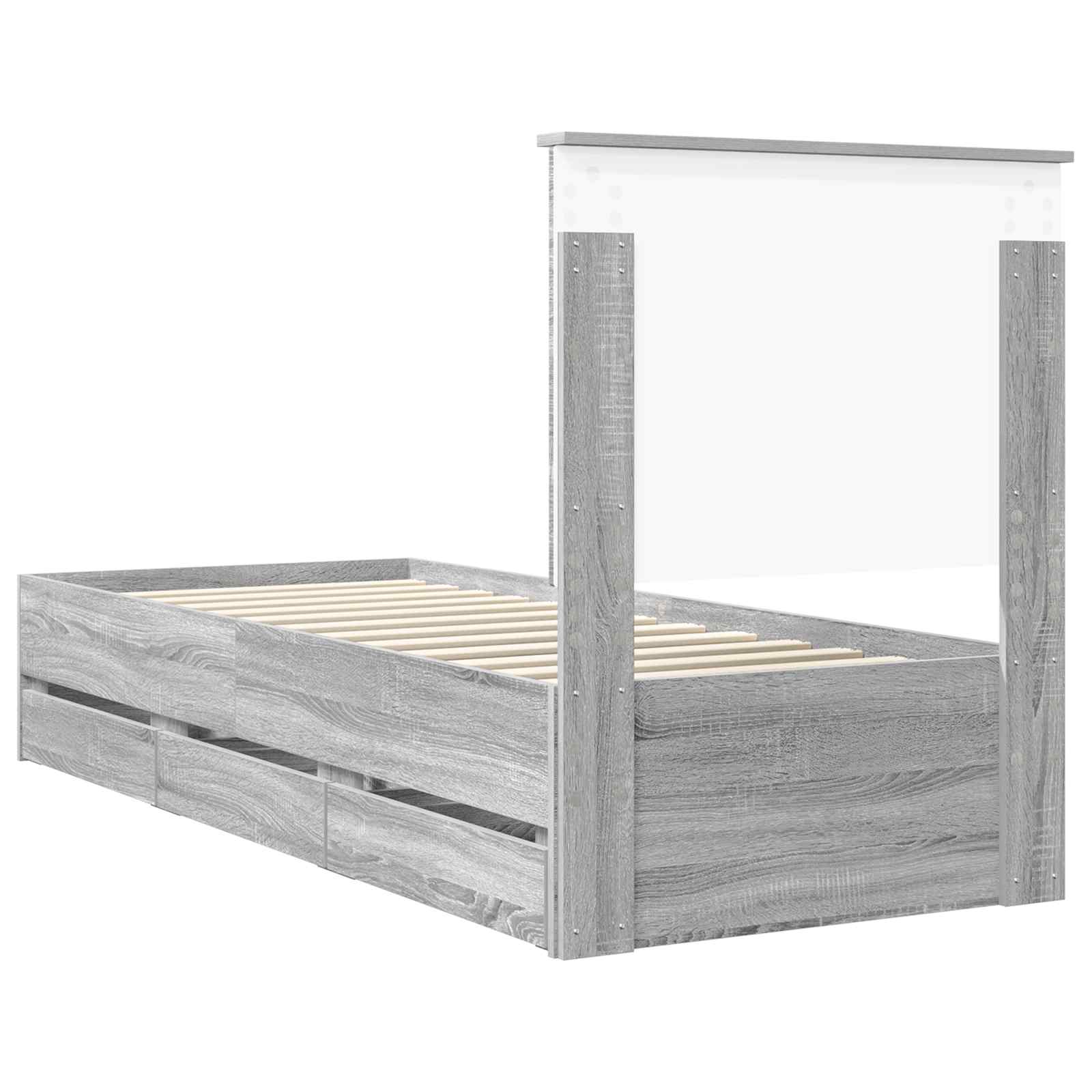 Krevetna konstrukcija Siva Sonoma 75 x 190 cm Inženjersko Drvo