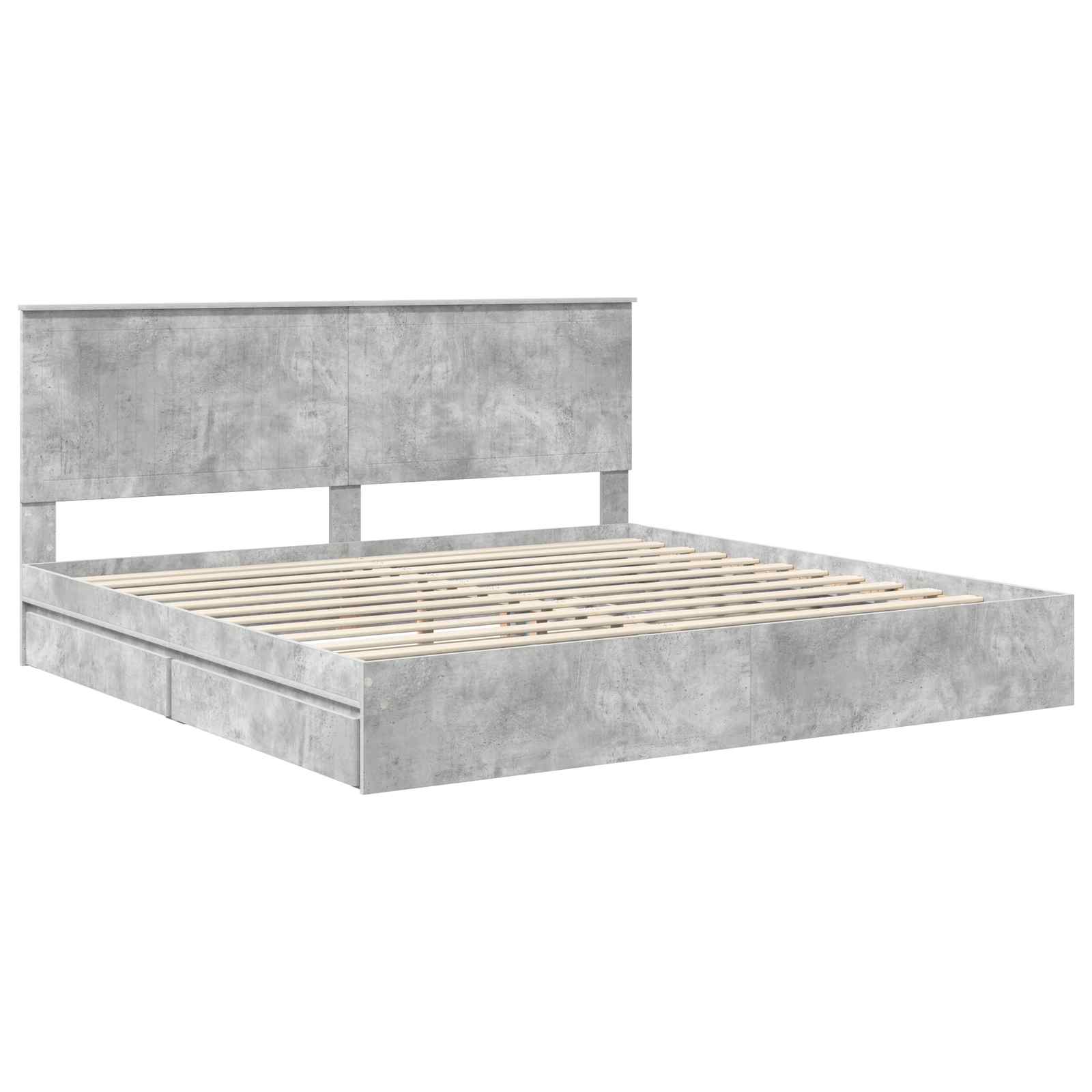 Krevet s od storage s uzglavljem Betonski sivi 200 x 200 cm