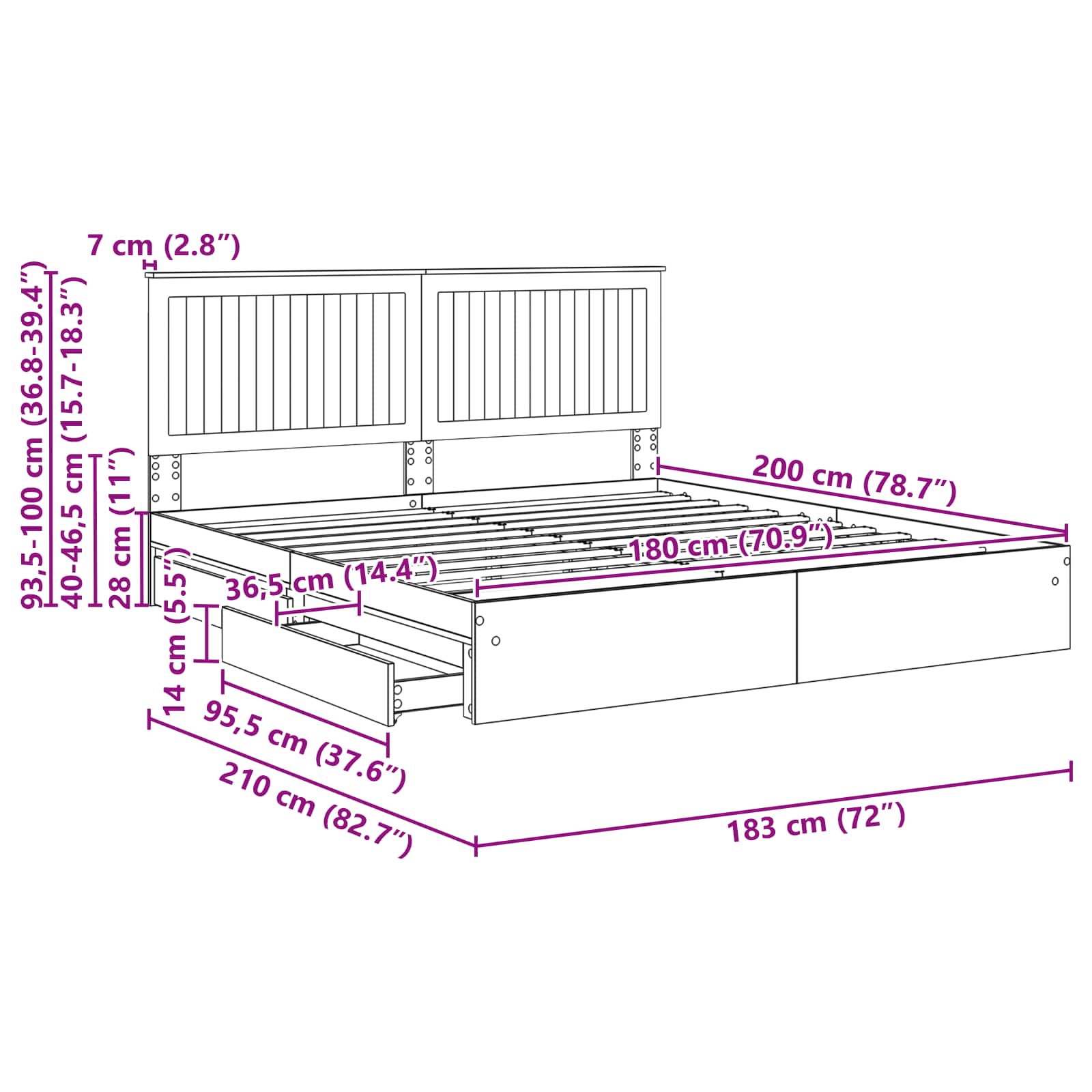 Krevet s od storage Sonoma hrast 180 x 200 cm Konstruirano drvo