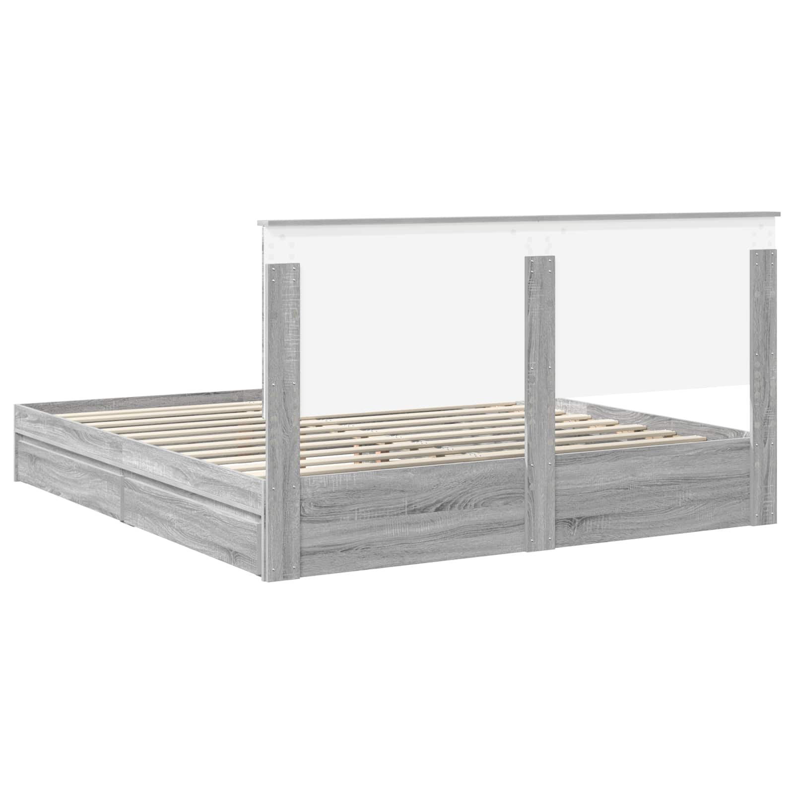 Krevet s od storage Siva Sonoma 180 x 200 cm Konstruirano drvo