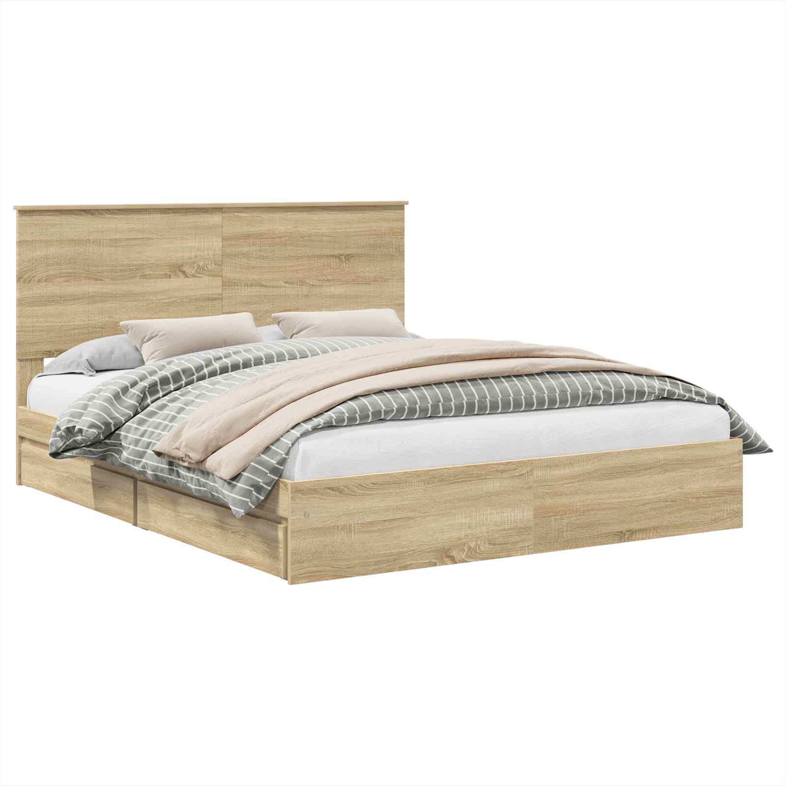 Krevet s od storage Sonoma hrast 160 x 200 cm Konstruirano drvo