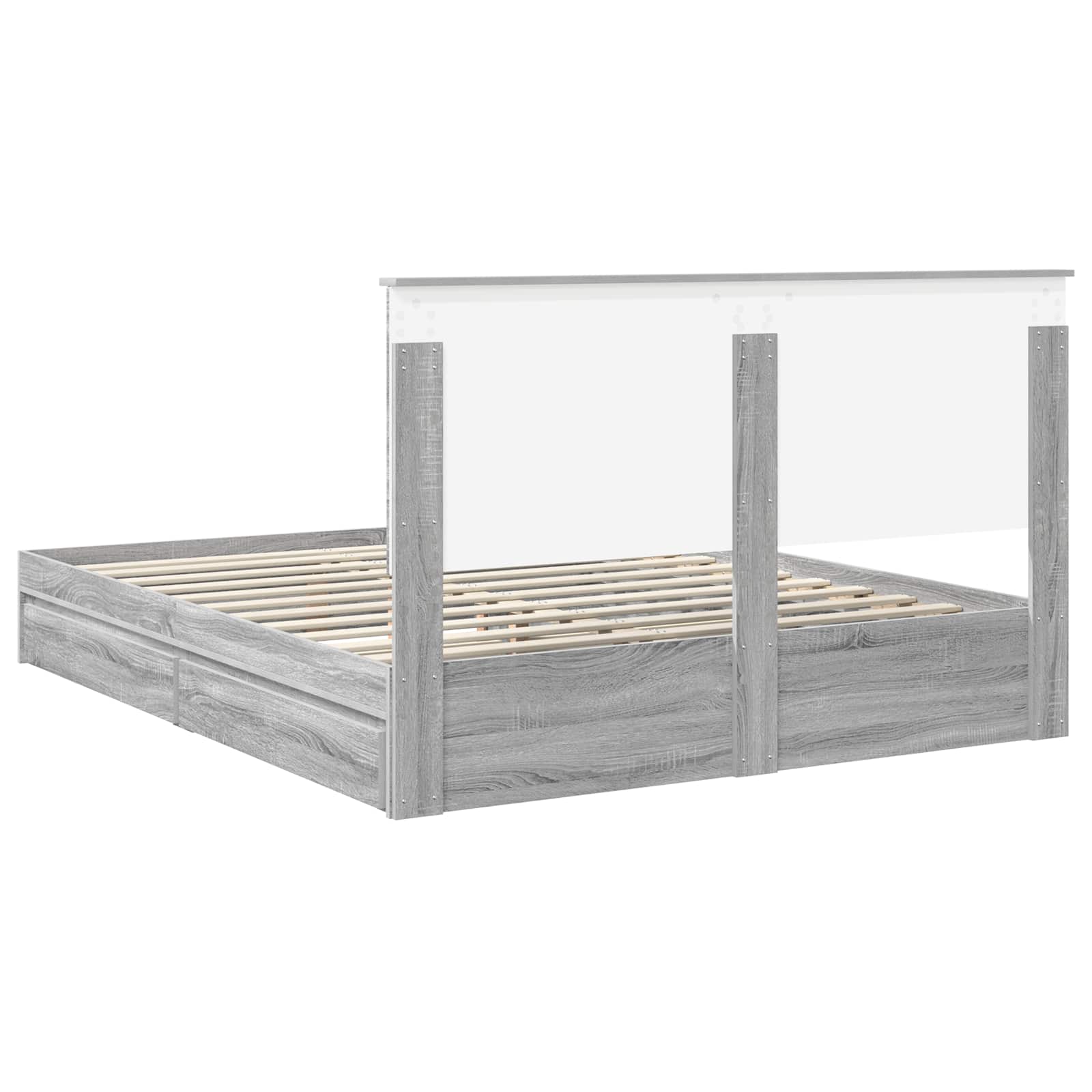 Krevet s od storage Siva Sonoma 160 x 200 cm Konstruirano drvo