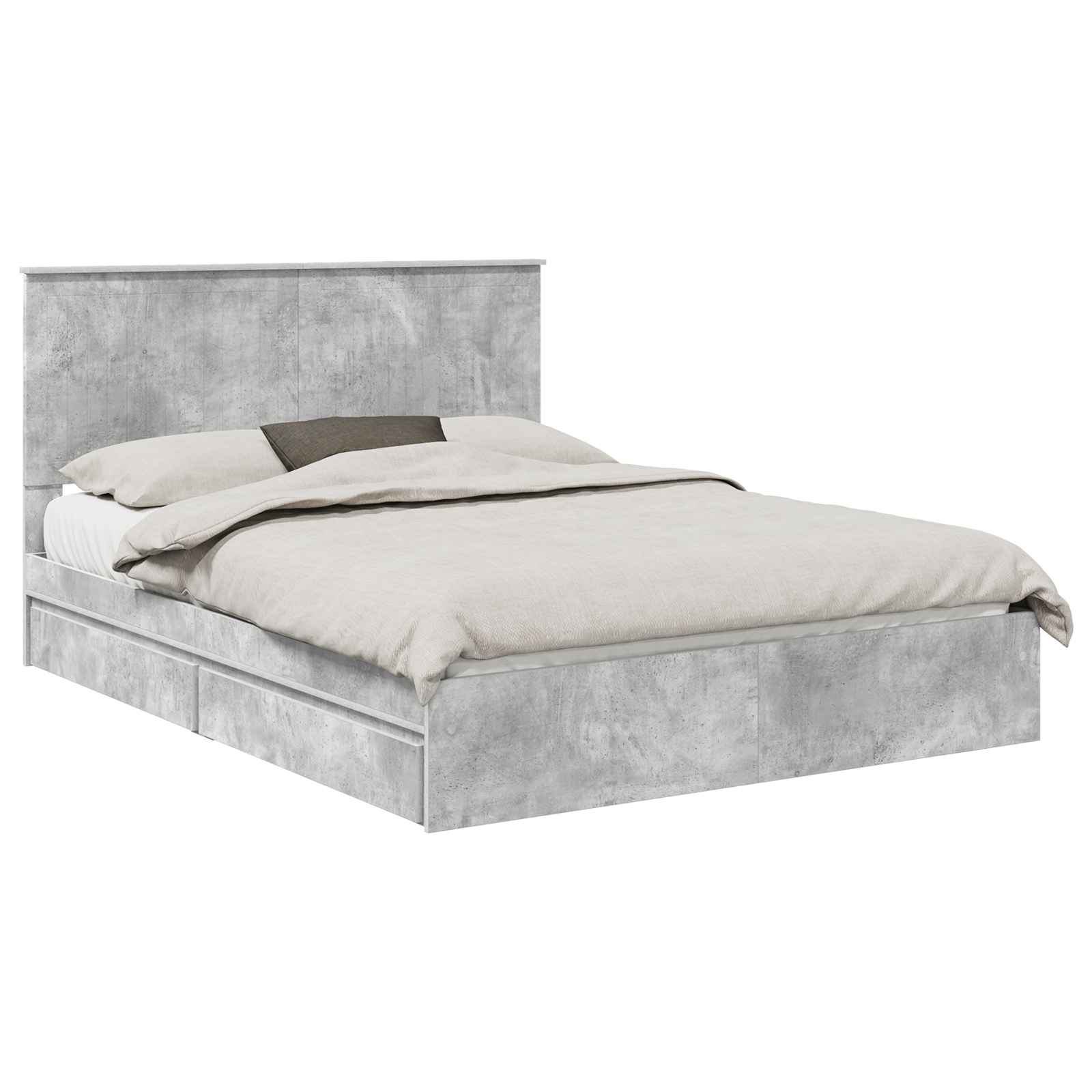 Krevet s od storage s uzglavljem Betonski sivi 150 x 200 cm