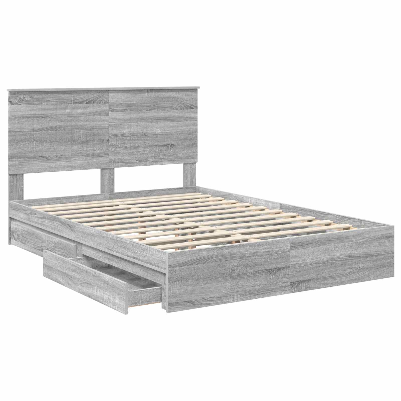 Krevet s od storage Siva Sonoma 140 x 200 cm Konstruirano drvo