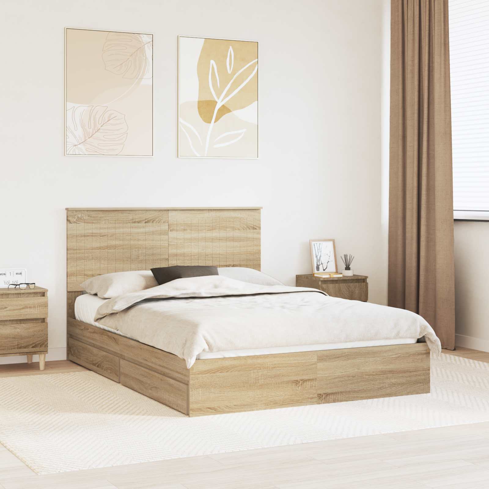 Krevet s od storage Sonoma hrast 135 x 190 cm Konstruirano drvo